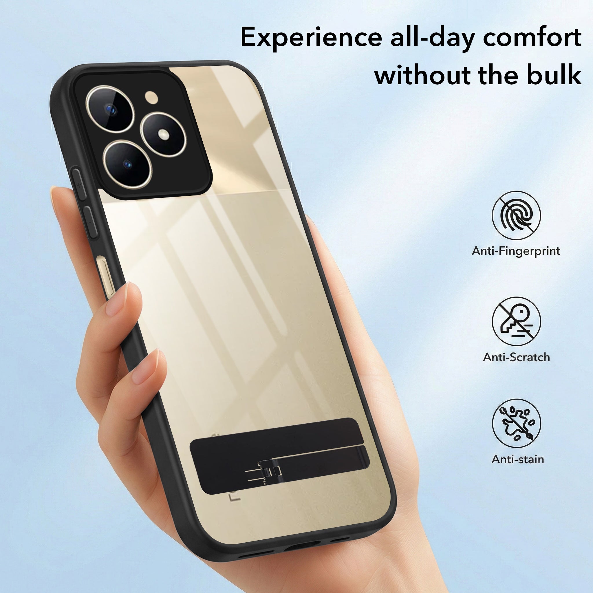 For Realme C53 Back Cover Case (Built-in Stand | Lifetime Anti Yellow | Kickstand Shockproof | Camera Protection | MagSafe Compatible)