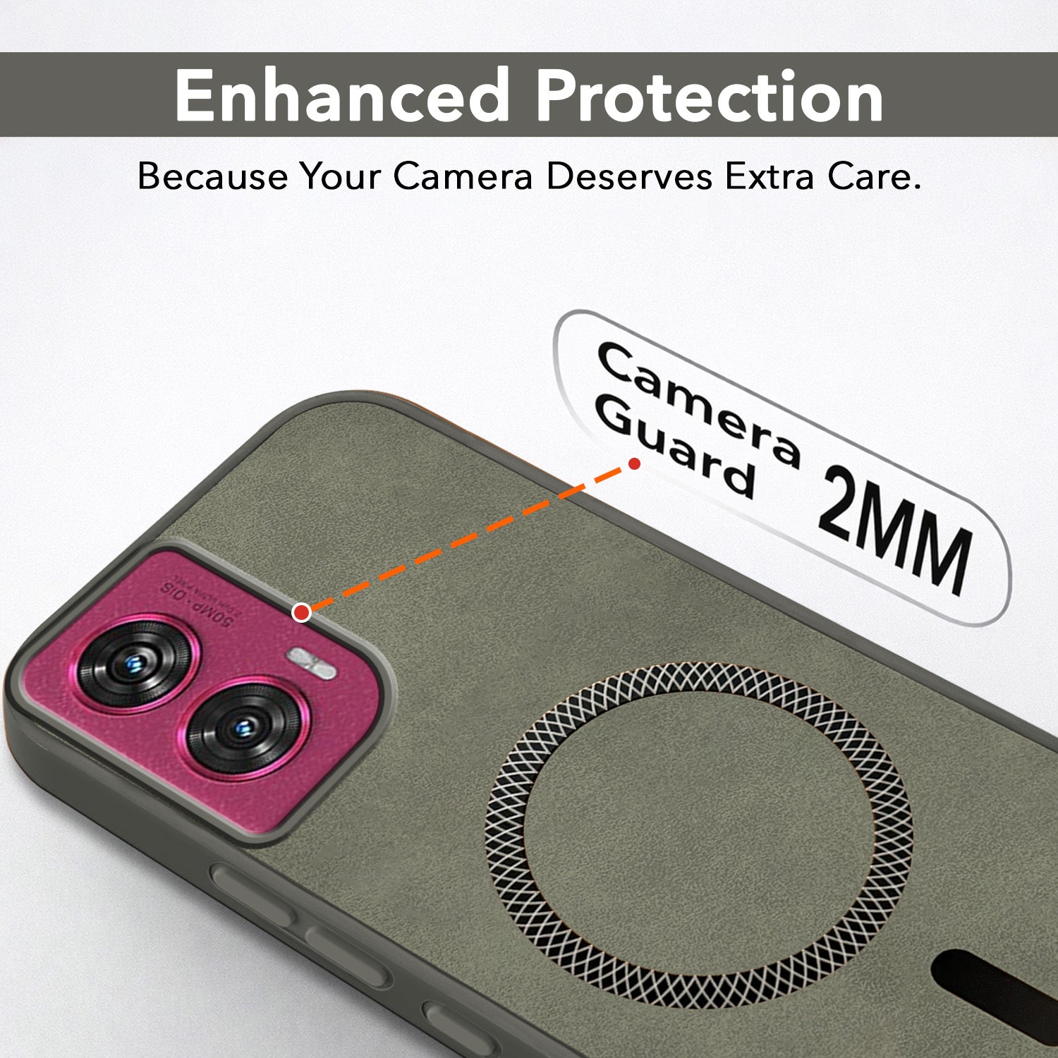 For Motorola Moto Edge 50 Fusion Back Cover Case Leather Finish (MagSafe Compatible Wireless Charging | Soft Touch | Camera Bump Protection)