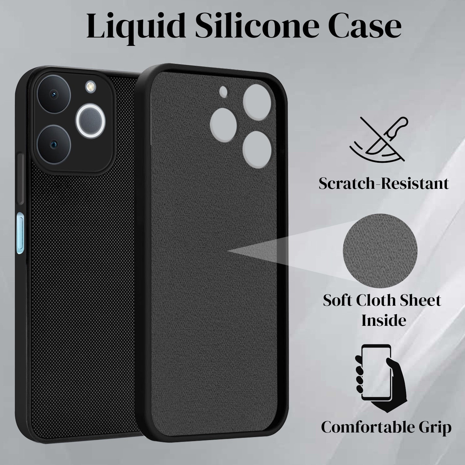 For Realme P4 Lite | Realme Narzo 80 Lite (4G) Back Cover Case (Textured Grip Design | Micro-Fiber Cloth Inside | Slim and Light Weight | Soft Touch and Feel)