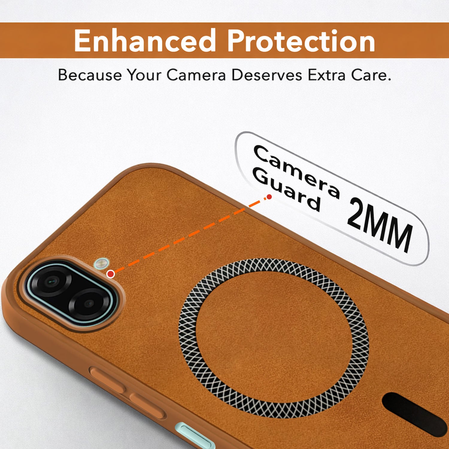 For Samsung Galaxy A07 5G | F70e 5G Back Cover Case Leather Finish (MagSafe Compatible Wireless Charging | Soft Touch | Camera Bump Protection)