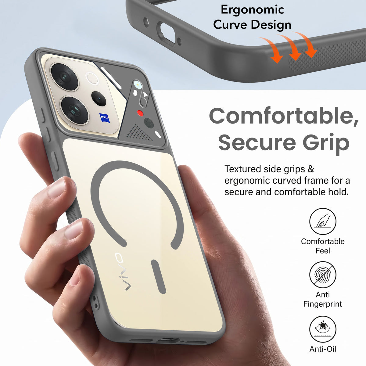 For Vivo V70 | Vivo V70 Elite 5G Back Cover Case Lifetime Anti-Yellow Clear (Camera Protection | Side Grip | Wireless MagSafe Compatible)