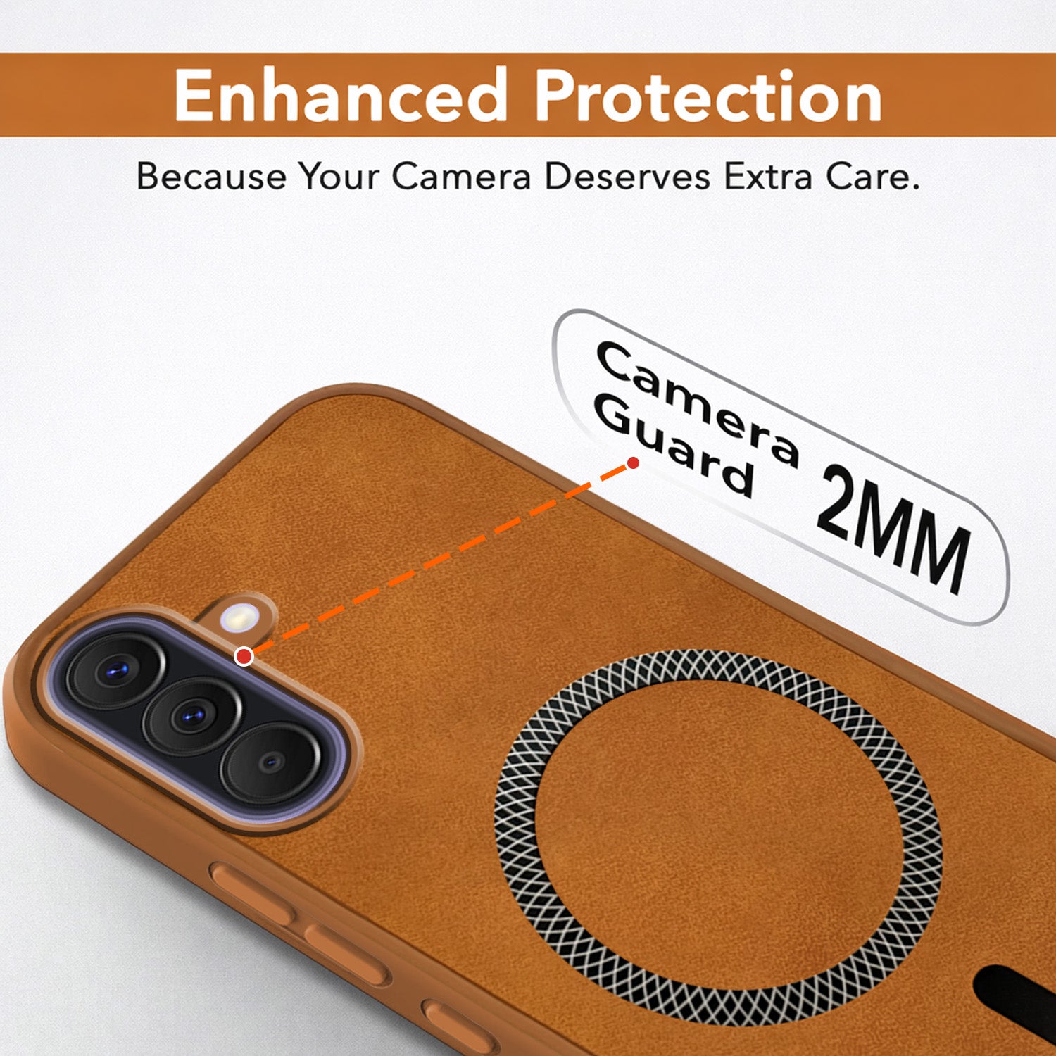 For Samsung Galaxy A57 5G Back Cover Case Leather Finish (MagSafe Compatible Wireless Charging | Soft Touch | Camera Bump Protection)