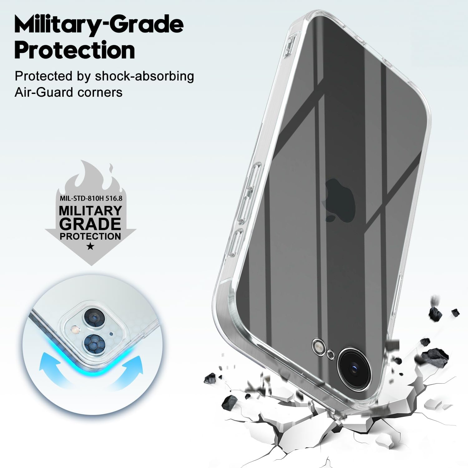 For Apple iPhone 16e | iPhone 17e Back Cover (Silicone Clear Shockproof Case with Camera Protection | Soft and Flexible | Transparent)
