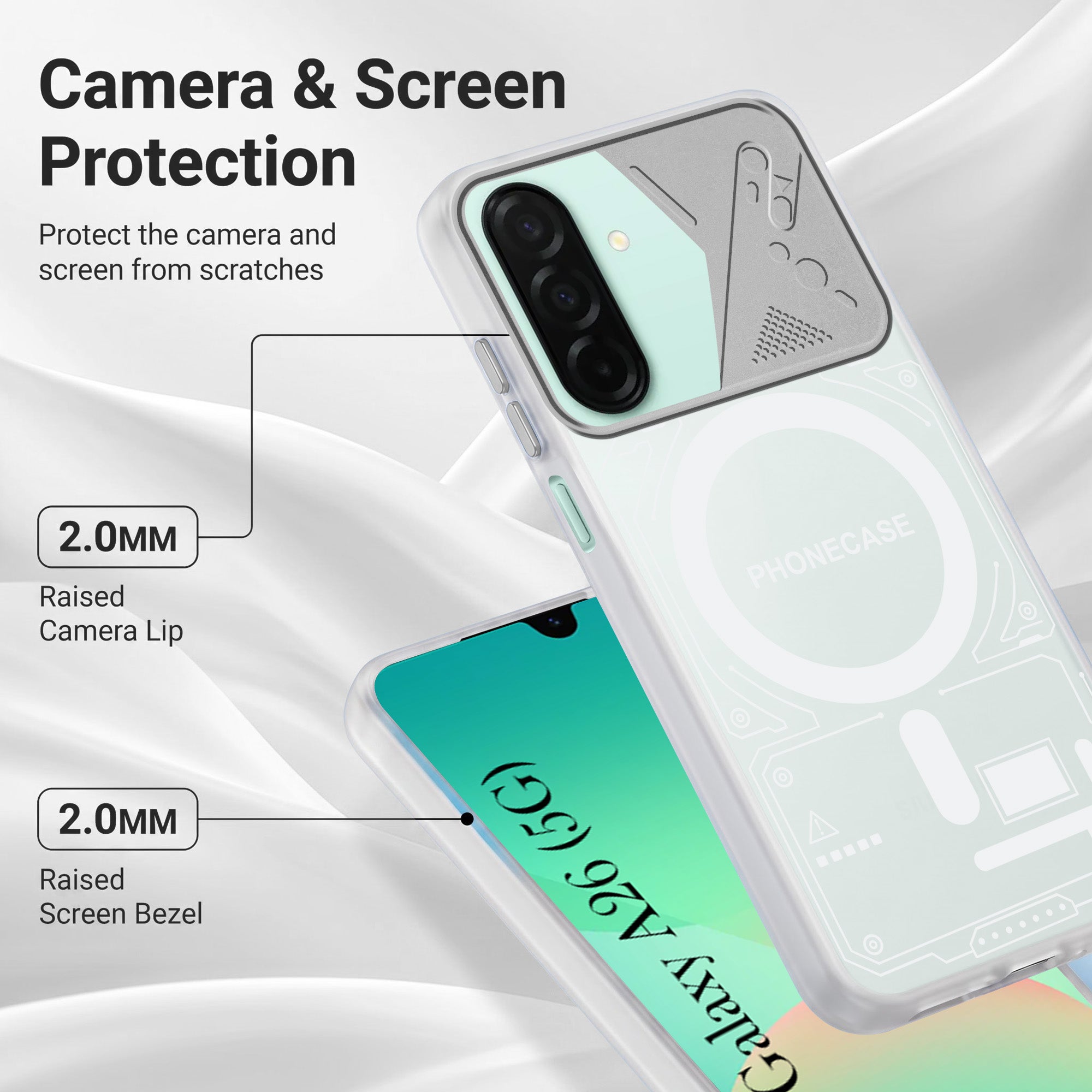 For Samsung Galaxy A26 5G Metallic Back Cover Case (Metallic Camera Protection & Buttons | Translucent Milky Shade | Hard Polycarbonate)
