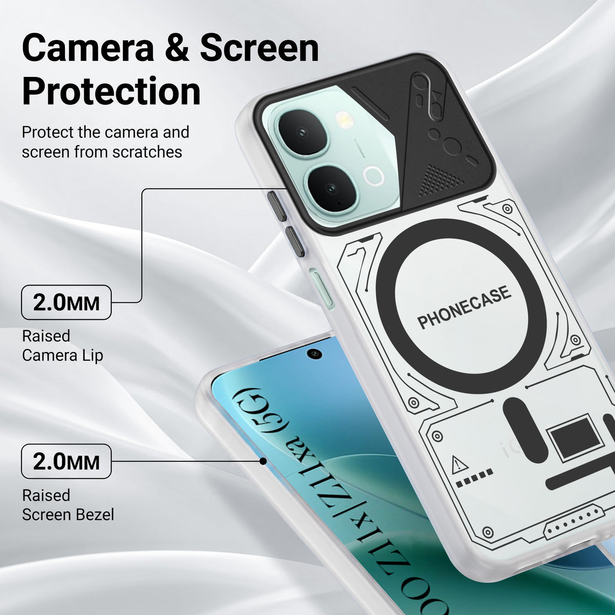 For Vivo iQOO Z11x 5G Metallic Back Cover Case (Metallic Camera Protection & Buttons | Translucent Milky Shade | Hard Polycarbonate)