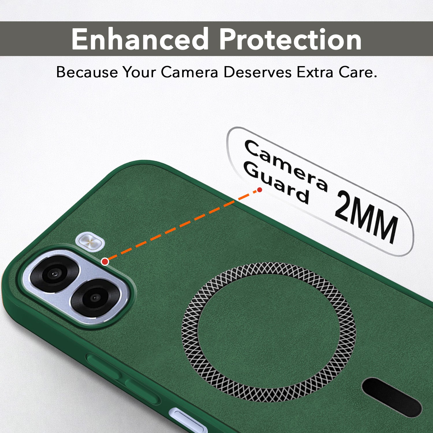 For Oppo K14x 5G Back Cover Case Leather Finish (MagSafe Compatible Wireless Charging | Soft Touch | Camera Bump Protection)