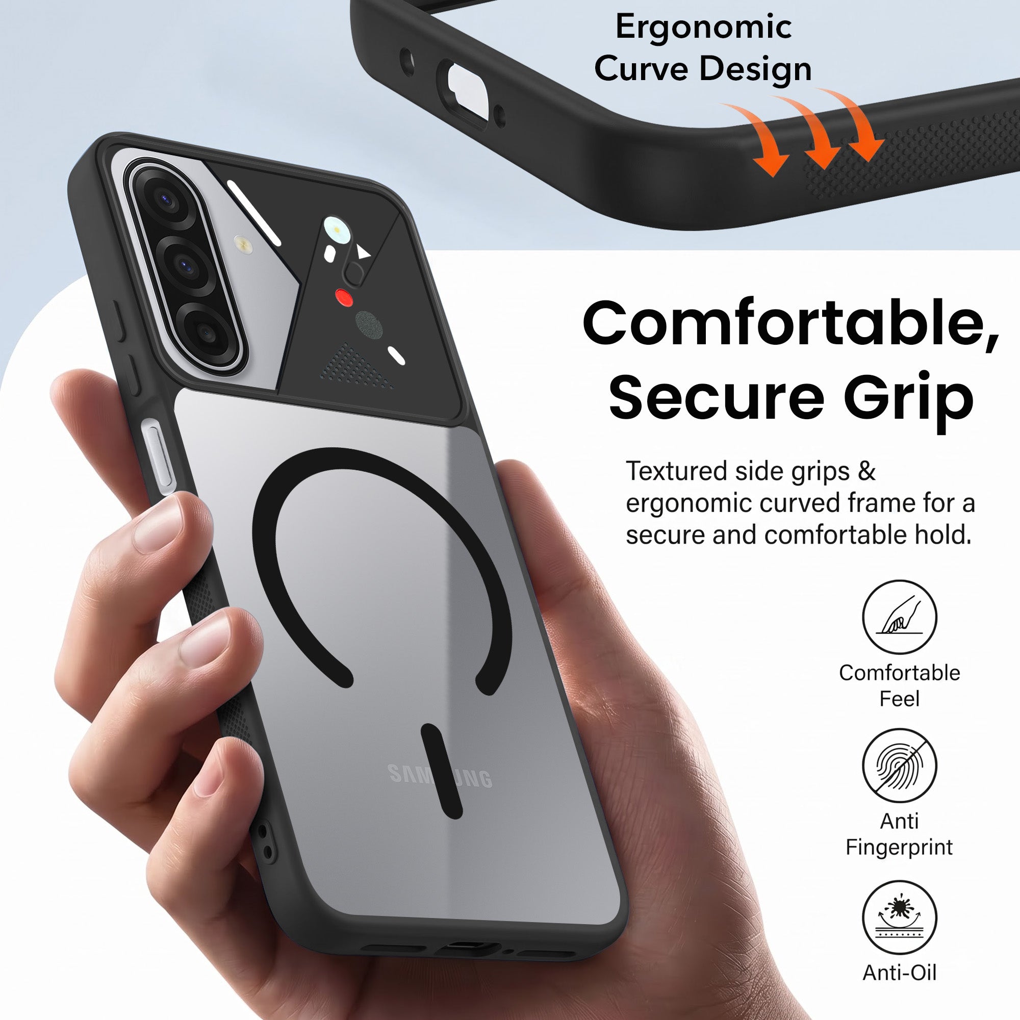 For Samsung Galaxy A17 | Samsung F17 | Samsung M17 5G Back Cover Case Lifetime Anti-Yellow Clear (Camera Protection | Side Grip | Wireless MagSafe Compatible)