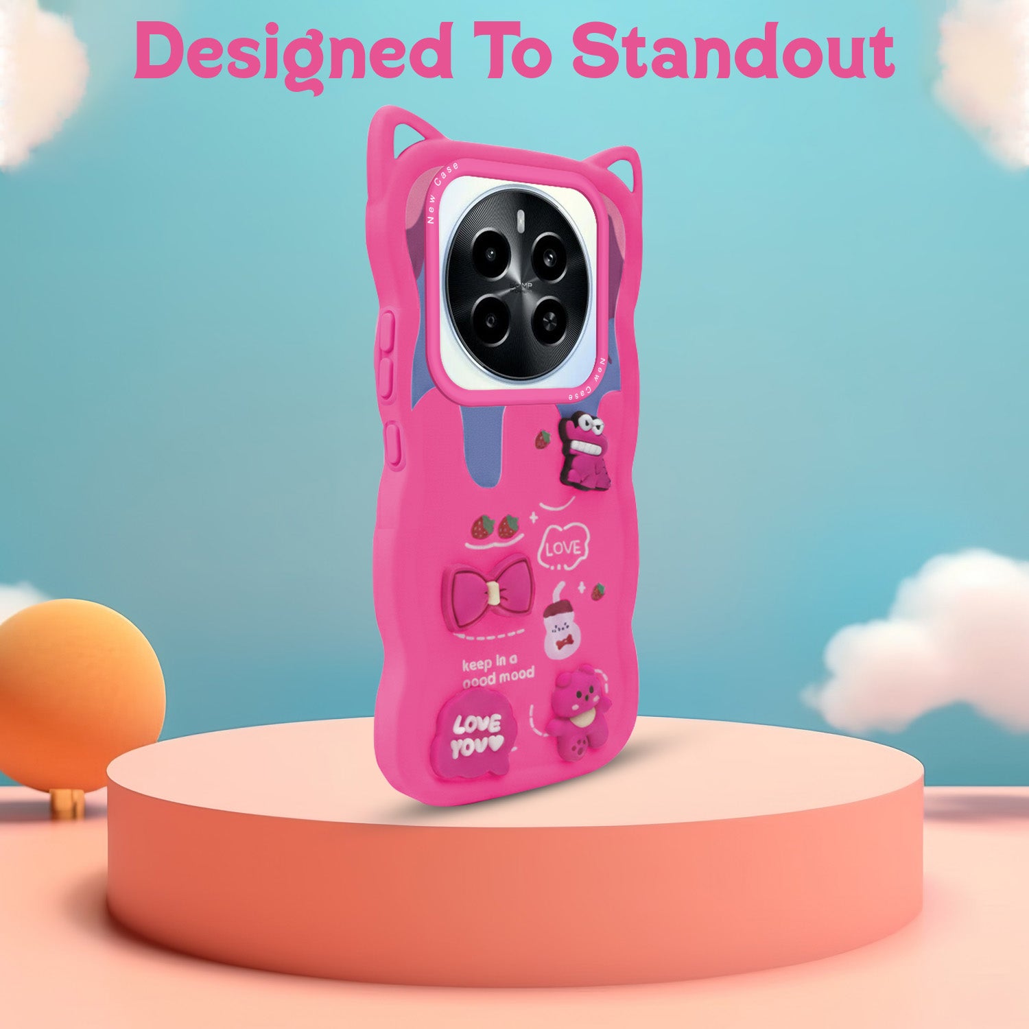 For Realme Narzo 70 5G Back Case Cover Strap (3D Embossed Figures | Strap Holder | 360* Soft Cushion with Camera Bump)
