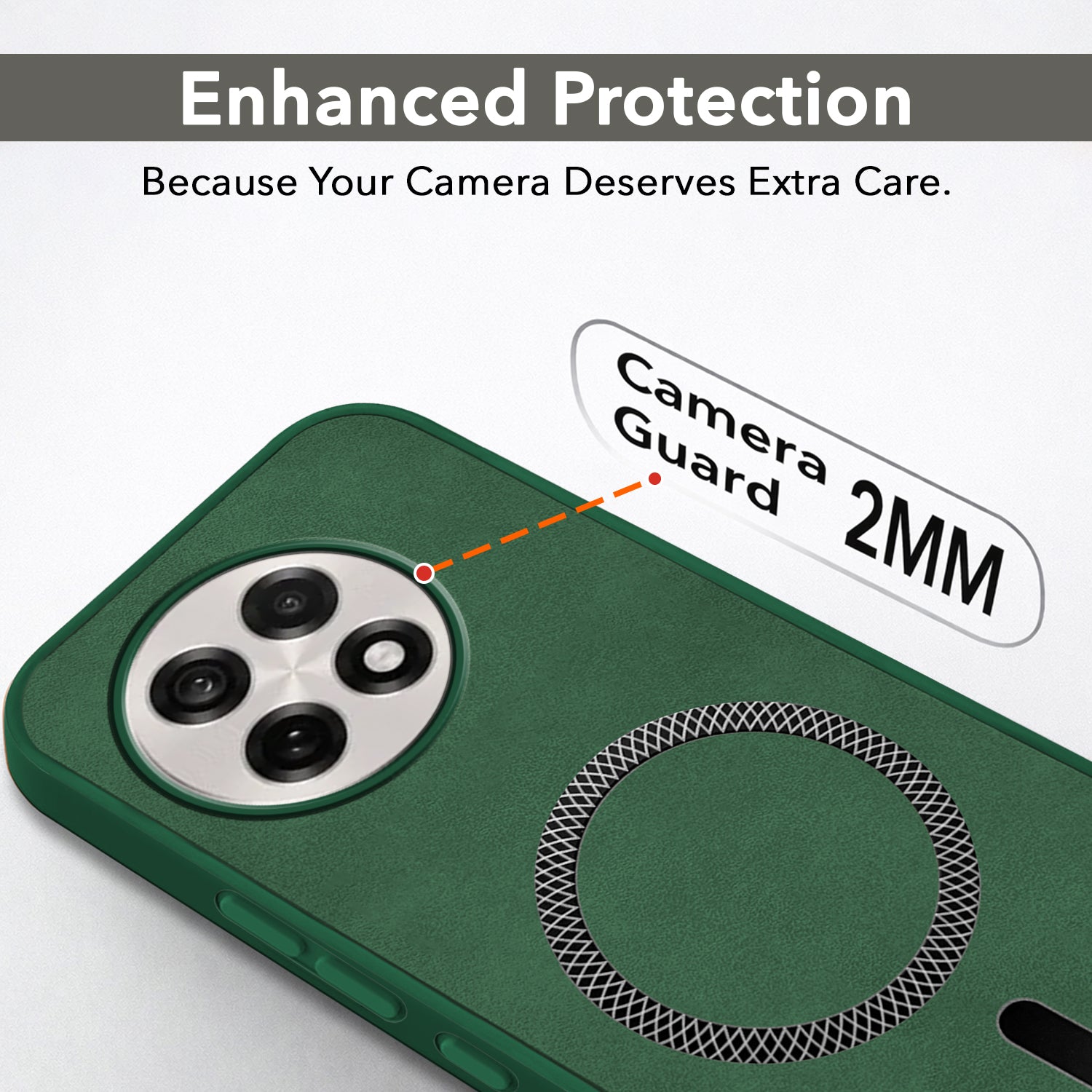 For OnePlus 13R Back Cover Case Leather Finish (MagSafe Compatible Wireless Charging | Soft Touch | Camera Bump Protection)
