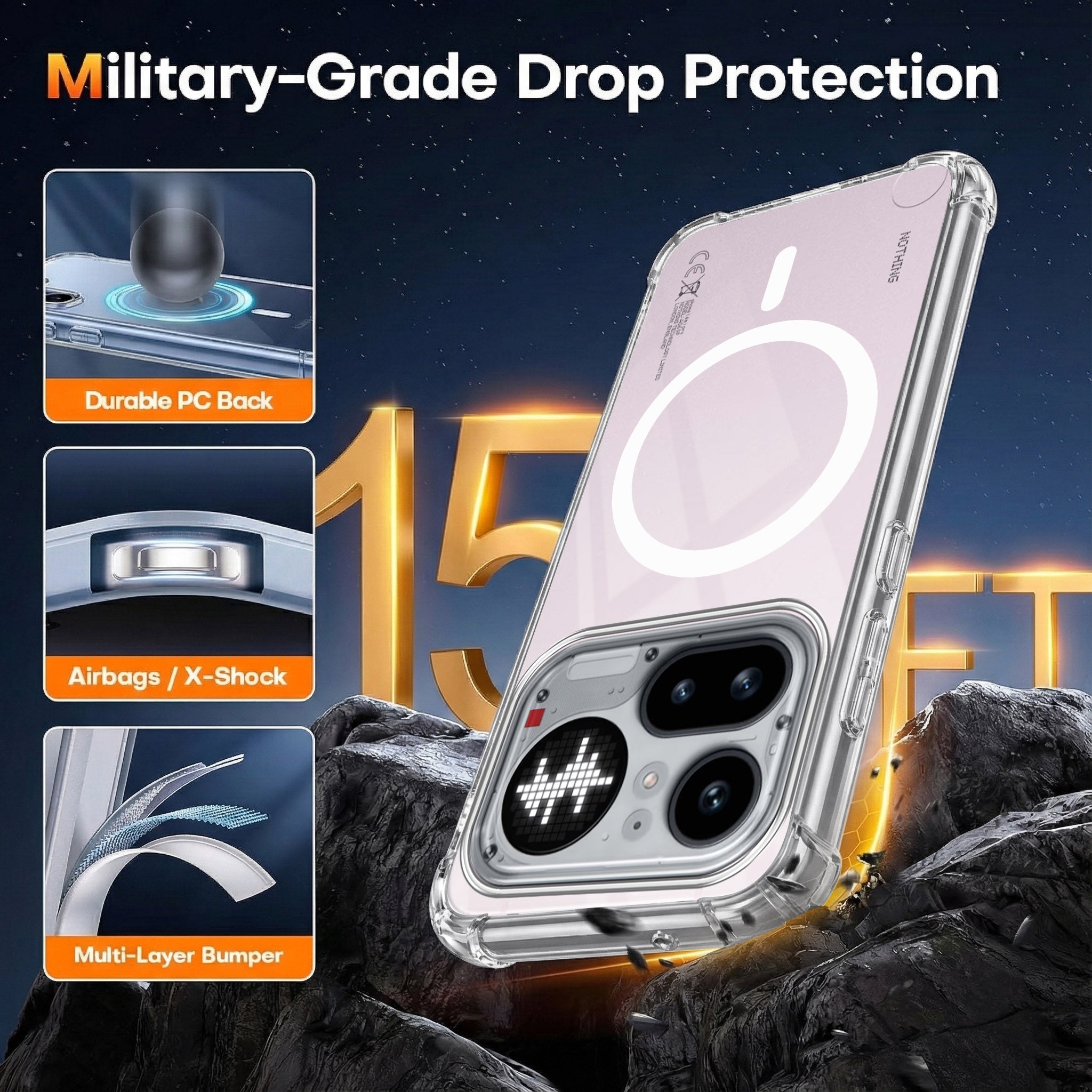 For Nothing Phone 4A Pro 5G Back Cover Shockproof Crystal-Clear (Magsafe Wireless Support | Drop & Camera Protection | Hard Polycarbonate)