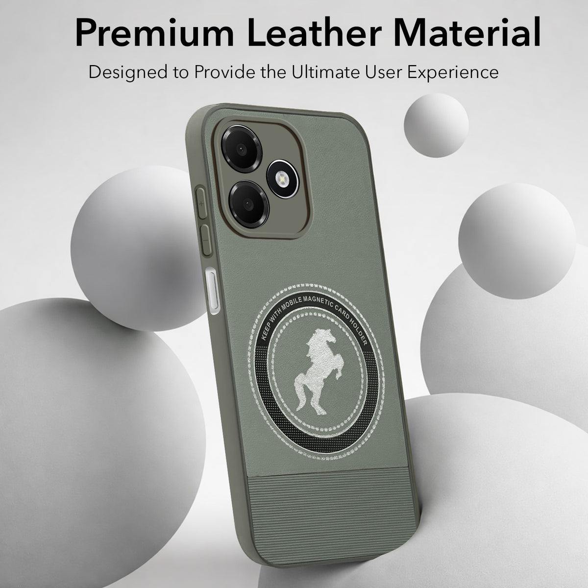 For Oppo A6c 4G Back Cover Case PU Leather Finish (Professional Minimalist Texture | MagSafe Compatile | Camera Protection | Sleek Sober Formal)