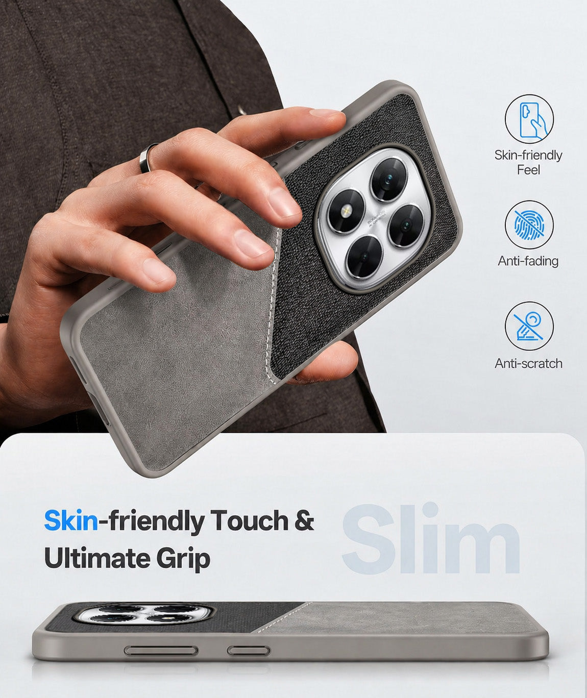 For Xiaomi Poco X7 Back Cover Case (Dual PU Leather Stitch | Professional Minimalist | Soft and Flexible)