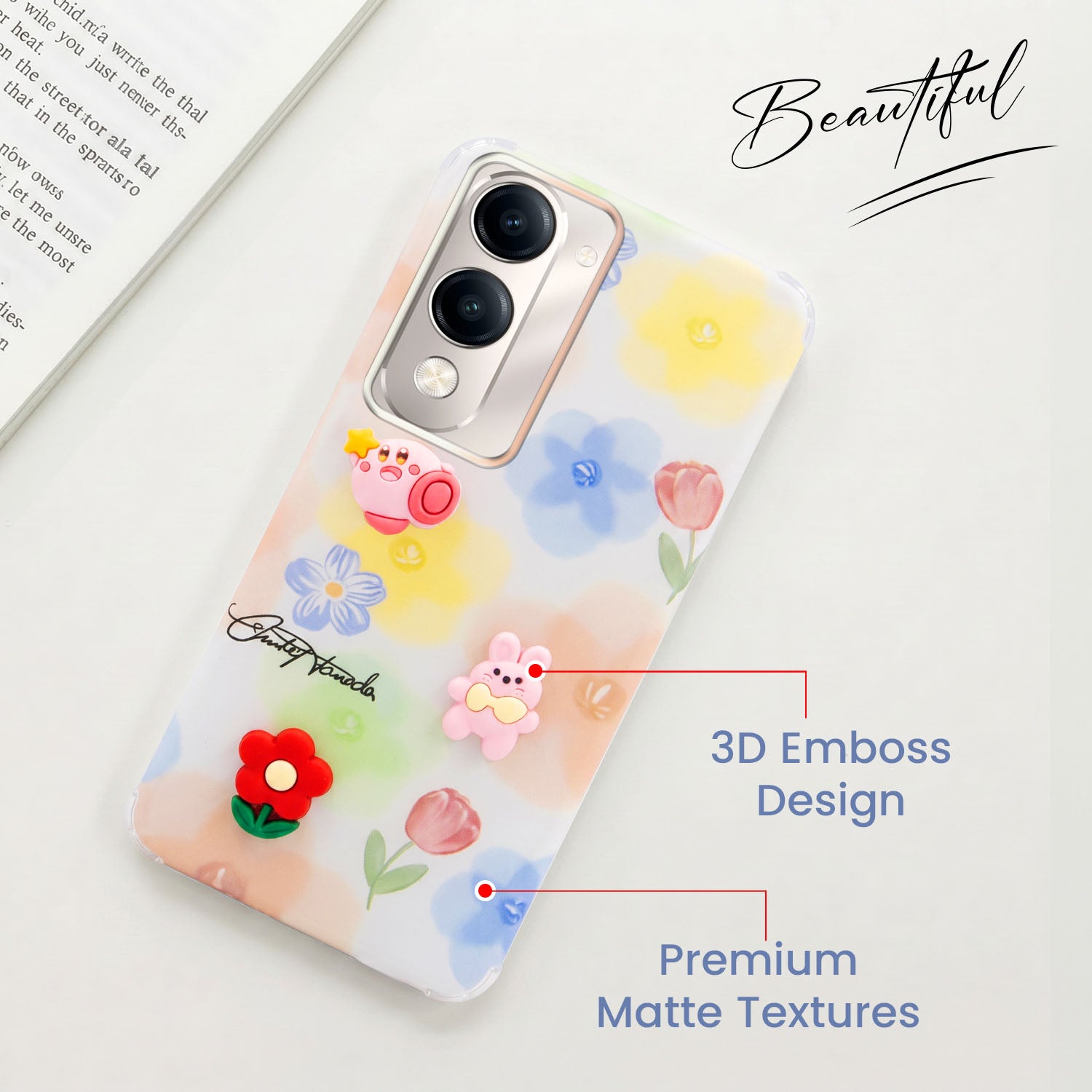 For Vivo Y19 | Vivo Y19e | Vivo T4 Lite Back Cover Case (3D Cute Cartoons | Hard Back Side Soft | Matte Premium Finish | HD Printing)