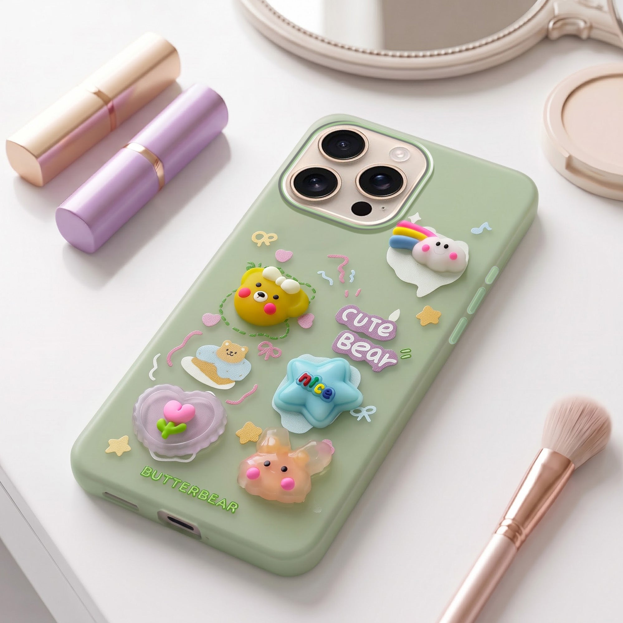 For Apple iPhone 16 Pro Max Back Cover Case (3D Cute Cartoons | Hard Back Side Soft | Matte Premium Finish | HD Printing)