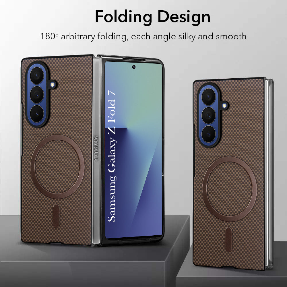 For Samsung Galaxy Z Fold 7 Back Cover Case (MagSafe Wireless Charging Compatible | Hexa Leather Finish | Inside Microfiber Cloth)