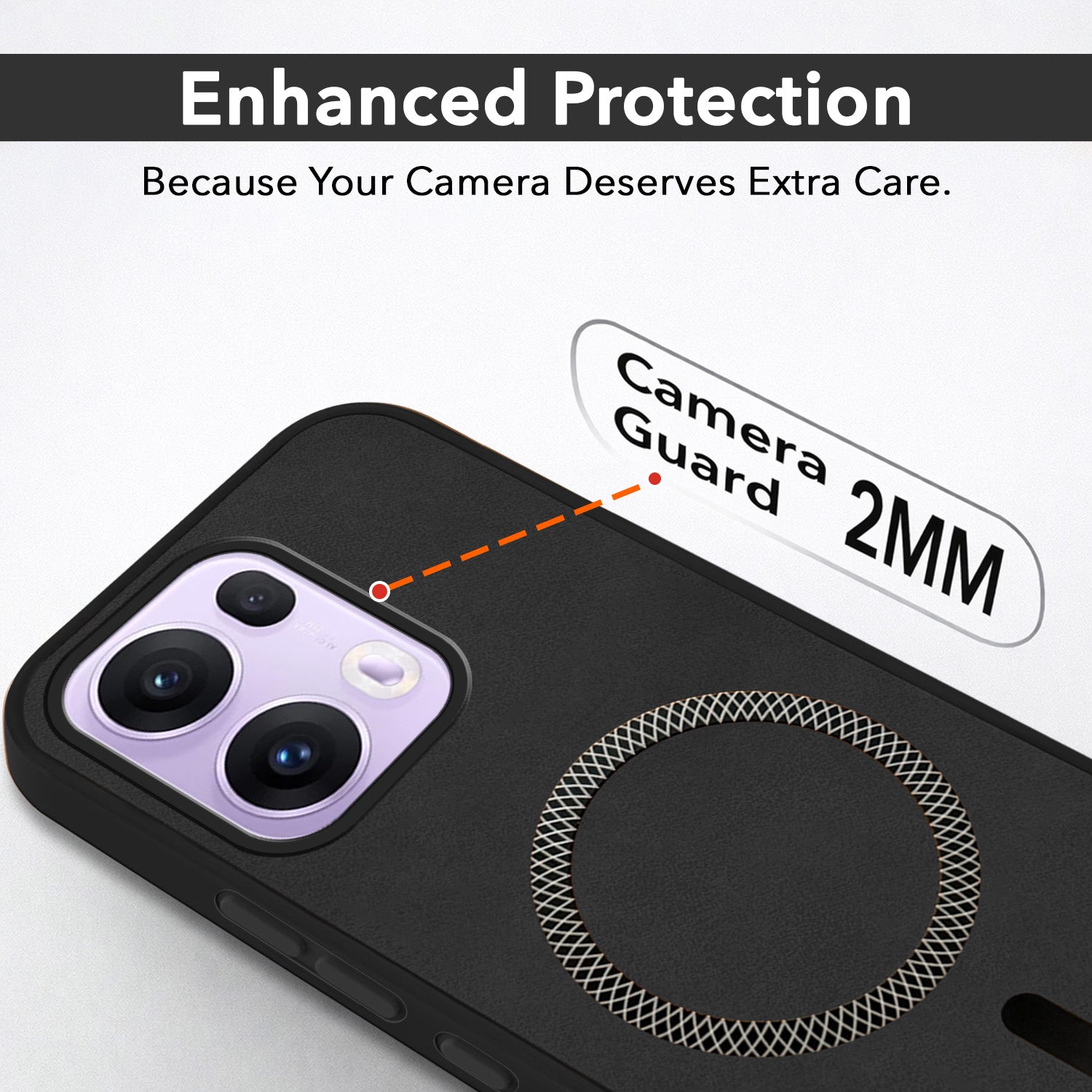For Oppo Reno13 Pro | Oppo Reno 13 Pro Back Cover Case Leather Finish (MagSafe Compatible Wireless Charging | Soft Touch | Camera Bump Protection)