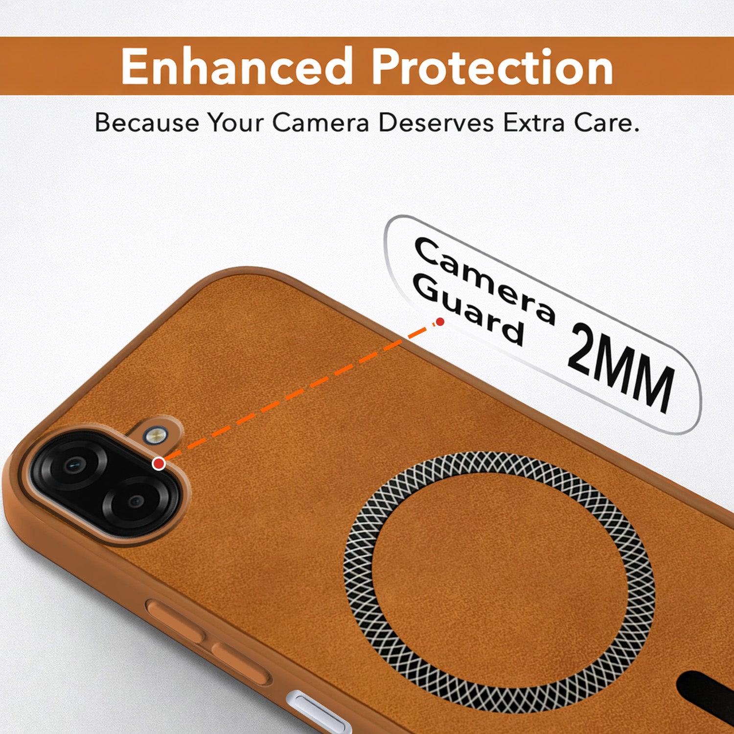 For Samsung Galaxy M07 | Samsung Galaxy F07 Back Cover Case Leather Finish (MagSafe Compatible Wireless Charging | Soft Touch | Camera Bump Protection)