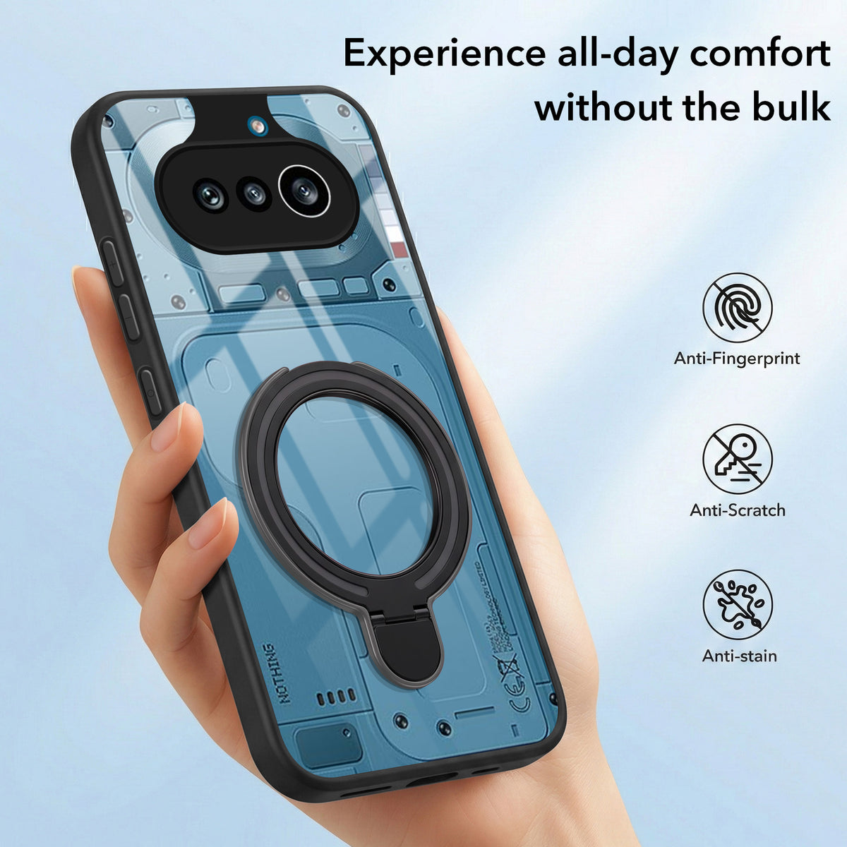 For Nothing Phone 4A 5G Back Cover Case (Kick Stand Ring Holder | Life time Anti Yellow | Camera Protection)