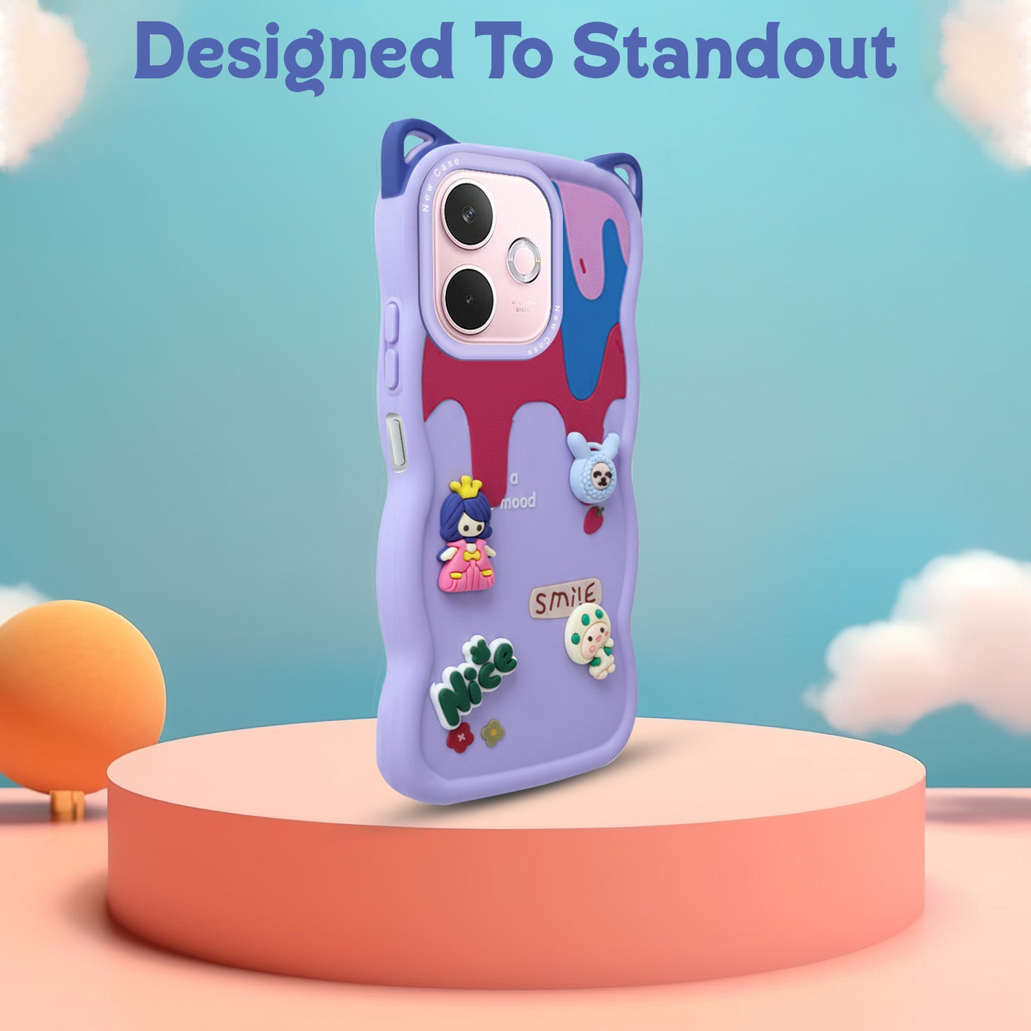 For Oppo A5 Pro Back Case Cover Strap(3D embossed Figures | Strap Holder | 360* Soft Cushion with Camera Bump)