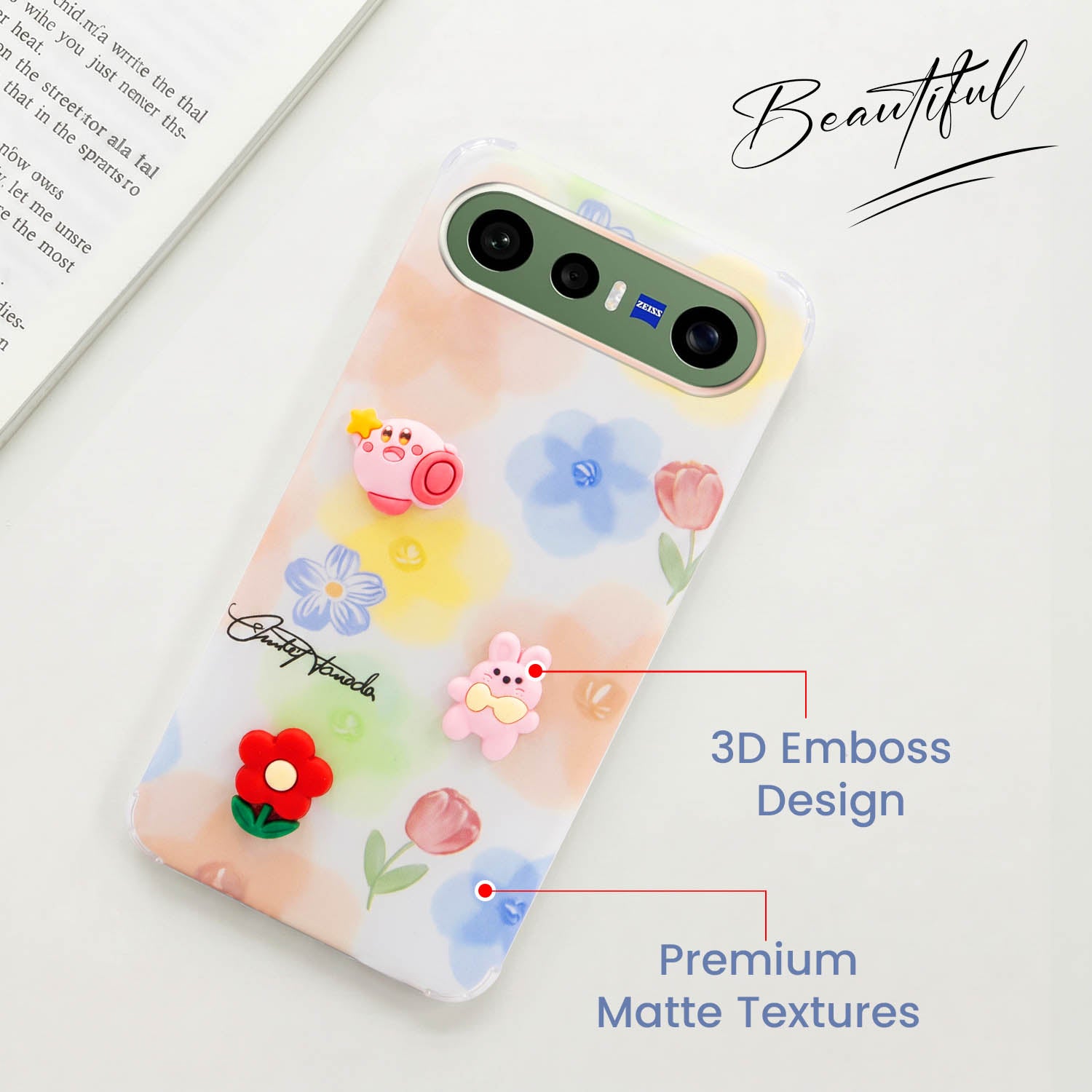 For Vivo X300 FE Back Cover Case (3D Cute Cartoons | Hard Back Side Soft | Matte Premium Finish | HD Printing)