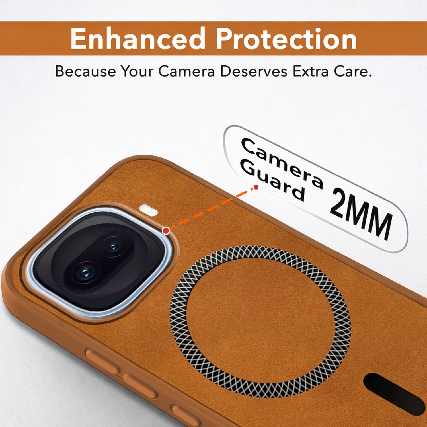 For Vivo iQOO 15R 5G Back Cover Case Leather Finish (MagSafe Compatible Wireless Charging | Soft Touch | Camera Bump Protection)