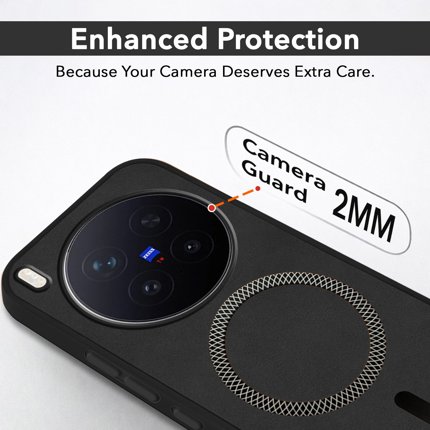 For Vivo X300 Pro Back Cover Case Leather Finish (MagSafe Compatible Wireless Charging | Soft Touch | Camera Bump Protection)