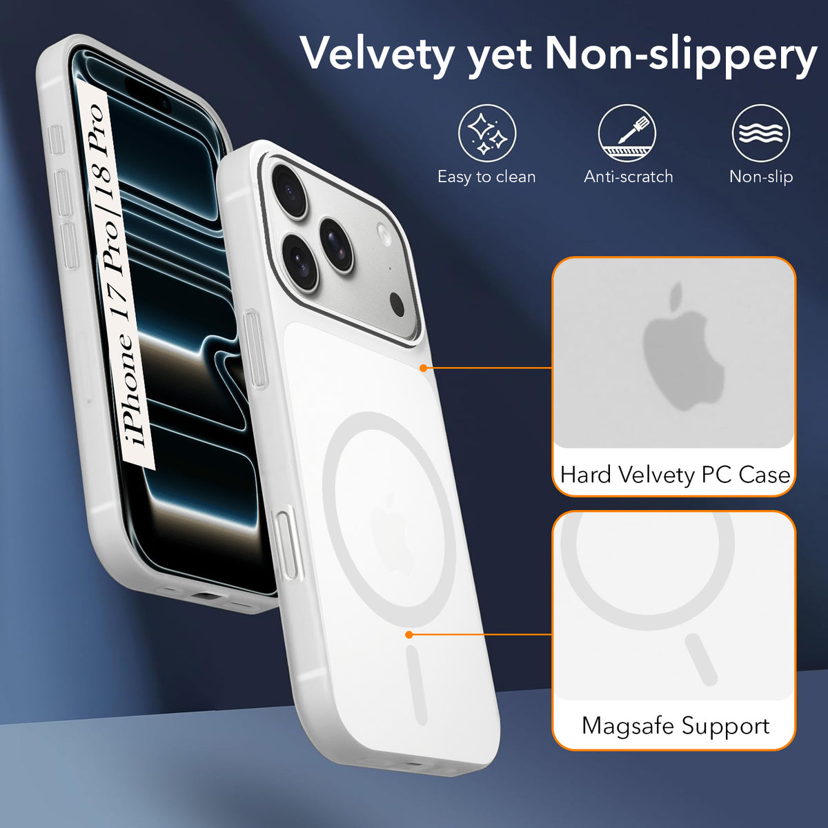 For iPhone 17 Pro | iPhone 18 Pro Back Cover Case (Frosted Matte Feel | MagSafe Compatible Wireless Charging)