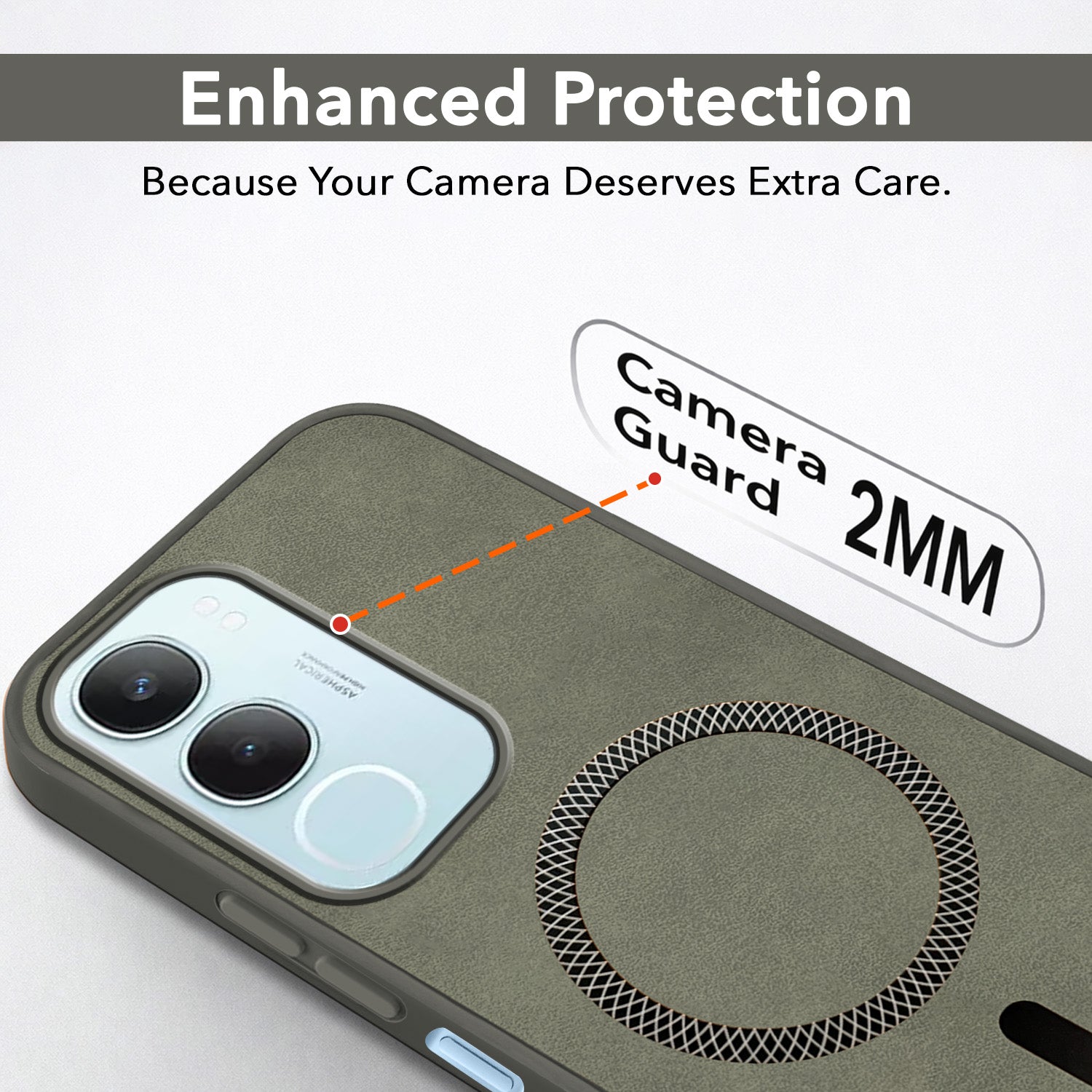 For Vivo Y29 Back Cover Case Leather Finish (MagSafe Compatible Wireless Charging | Soft Touch | Camera Bump Protection)
