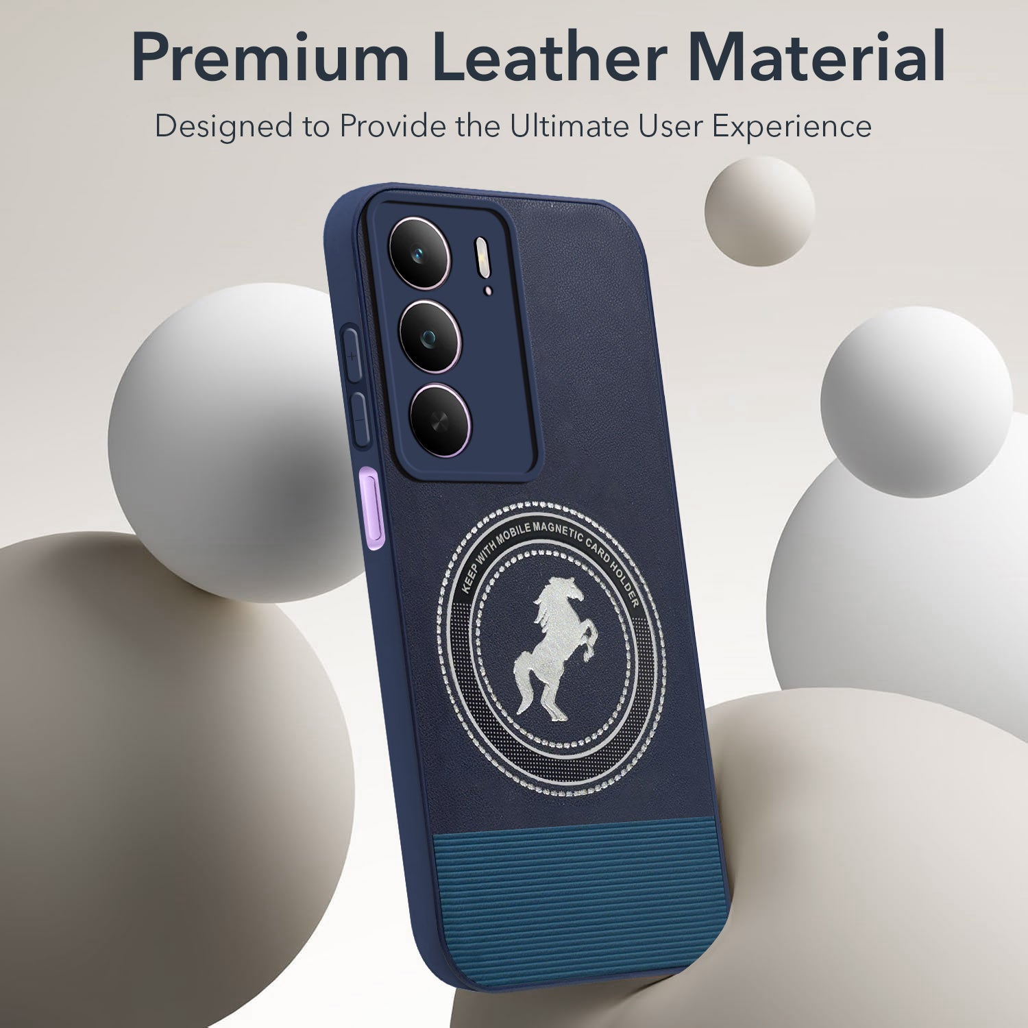 For Realme C75 5G Back Cover Case PU Leather Finish (Professional Minimalist Texture | MagSafe Compatile | Camera Protection | Sleek Sober Formal)