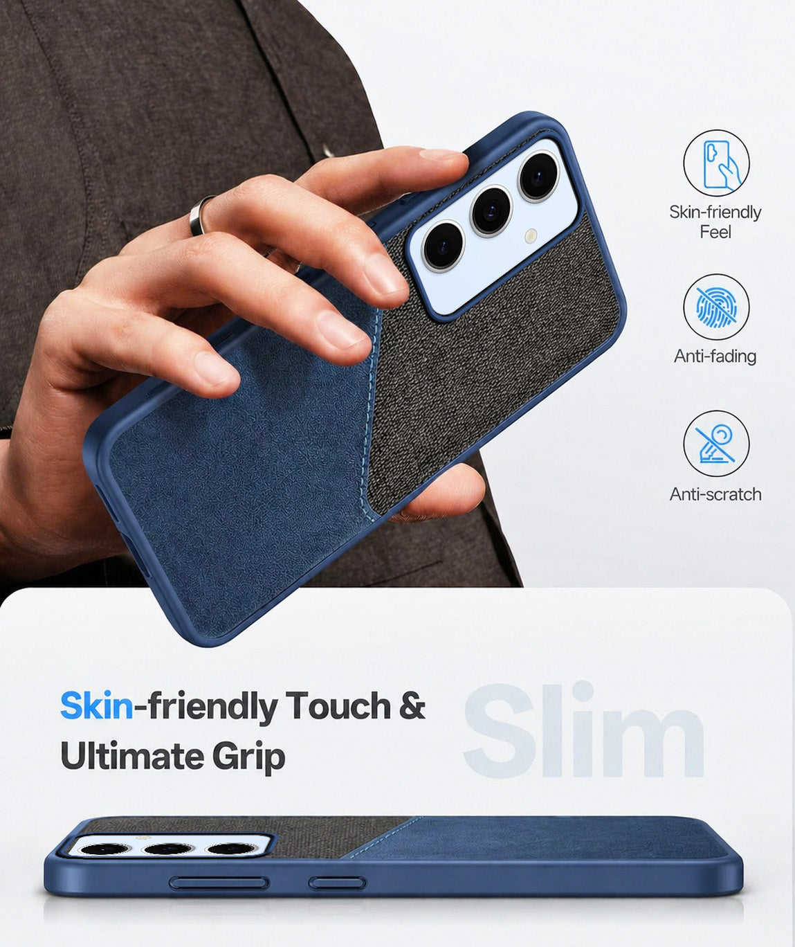 For Samsung Galaxy S24 FE Back Cover Case (Dual PU Leather Stitch | Professional Minimalist | Soft and Flexible)