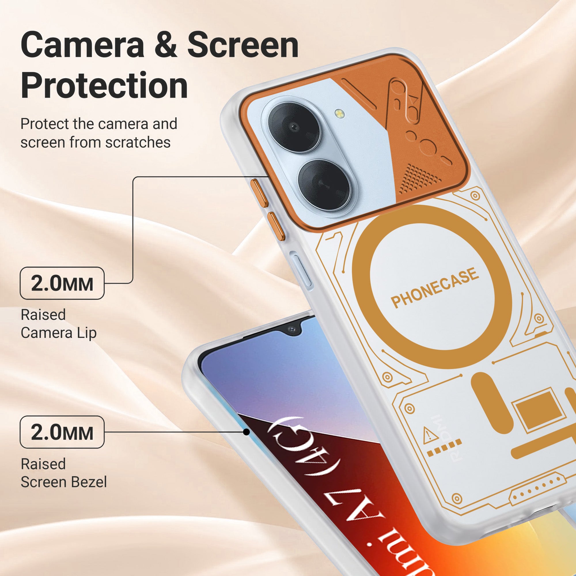 For Redmi A7 4G Metallic Back Cover Case (Metallic Camera Protection & Buttons | Translucent Milky Shade | Hard Polycarbonate)
