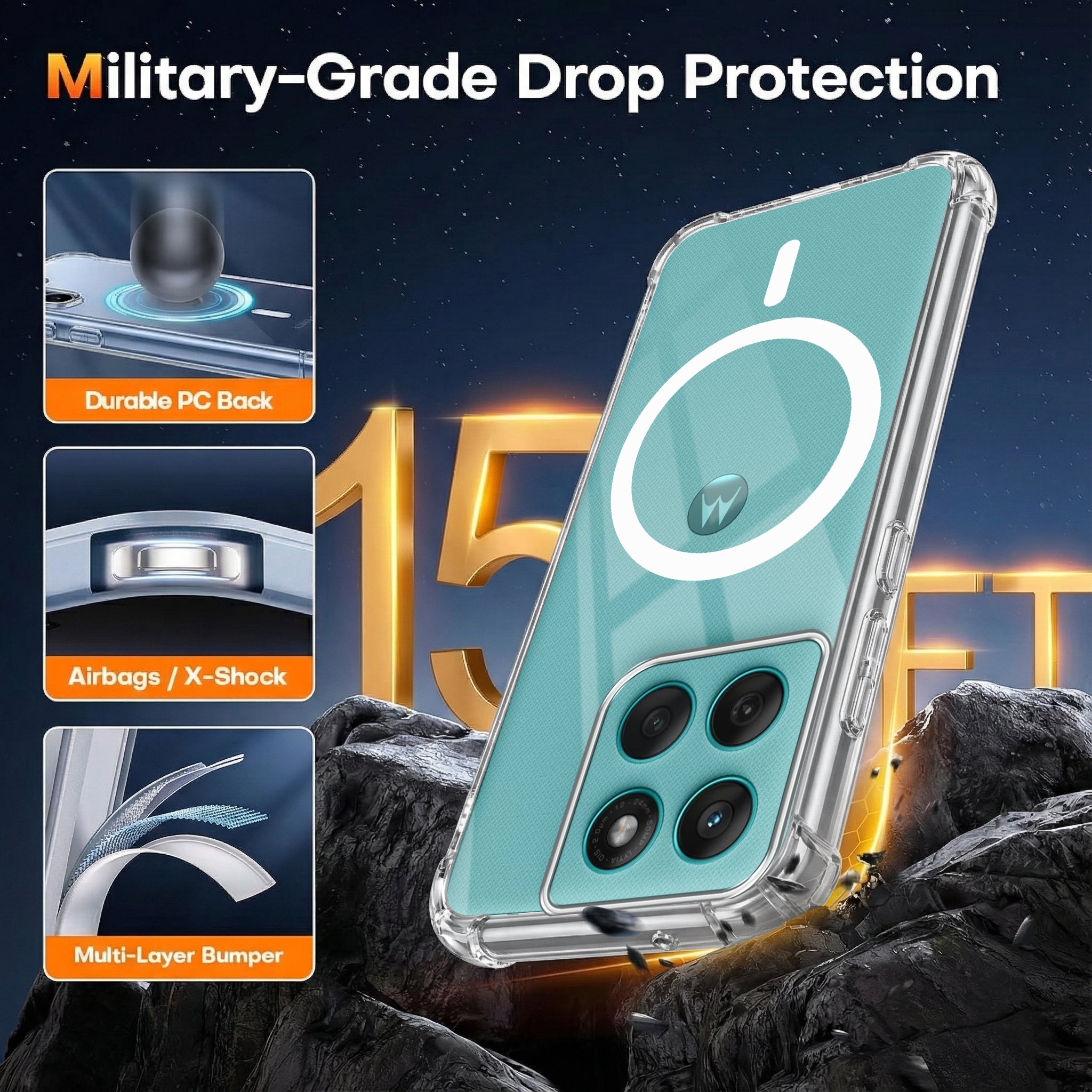 For Motorola Moto Edge 60 Fusion Back Cover Shockproof Crystal-Clear (Magsafe Wireless Support | Drop & Camera Protection | Hard Polycarbonate)
