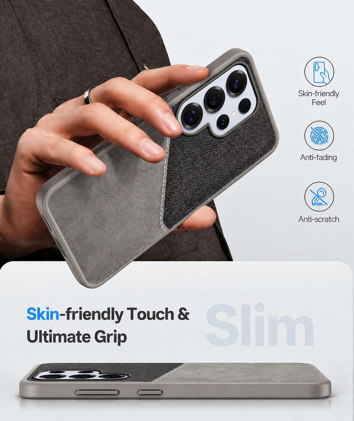 For Samsung Galaxy S25 Ultra Back Cover Case (Dual PU Leather Stitch | Professional Minimalist | Soft and Flexible)