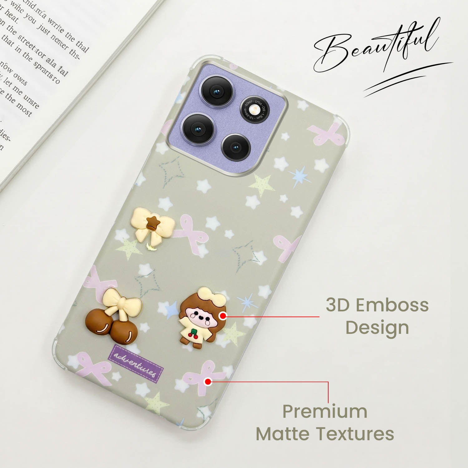 For Motorola Moto G86 Power Back Cover Case (3D Cute Cartoons | Hard Back Side Soft | Matte Premium Finish | HD Printing)