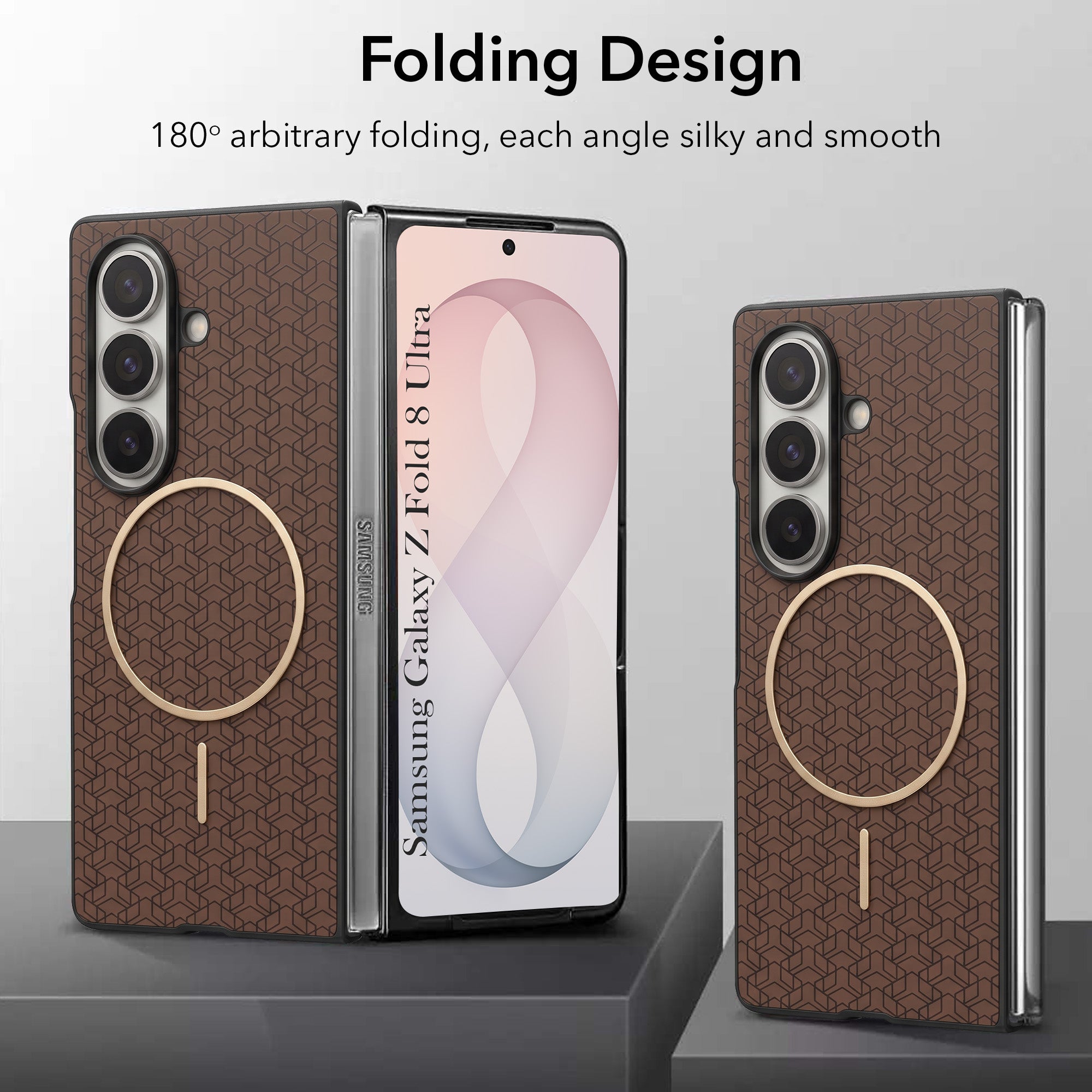 For Samsung Galaxy Z Fold 8 Ultra Back Cover Case Leather Finish (MagSafe Wireless Charging Compatible | Inside Microfiber Cloth)