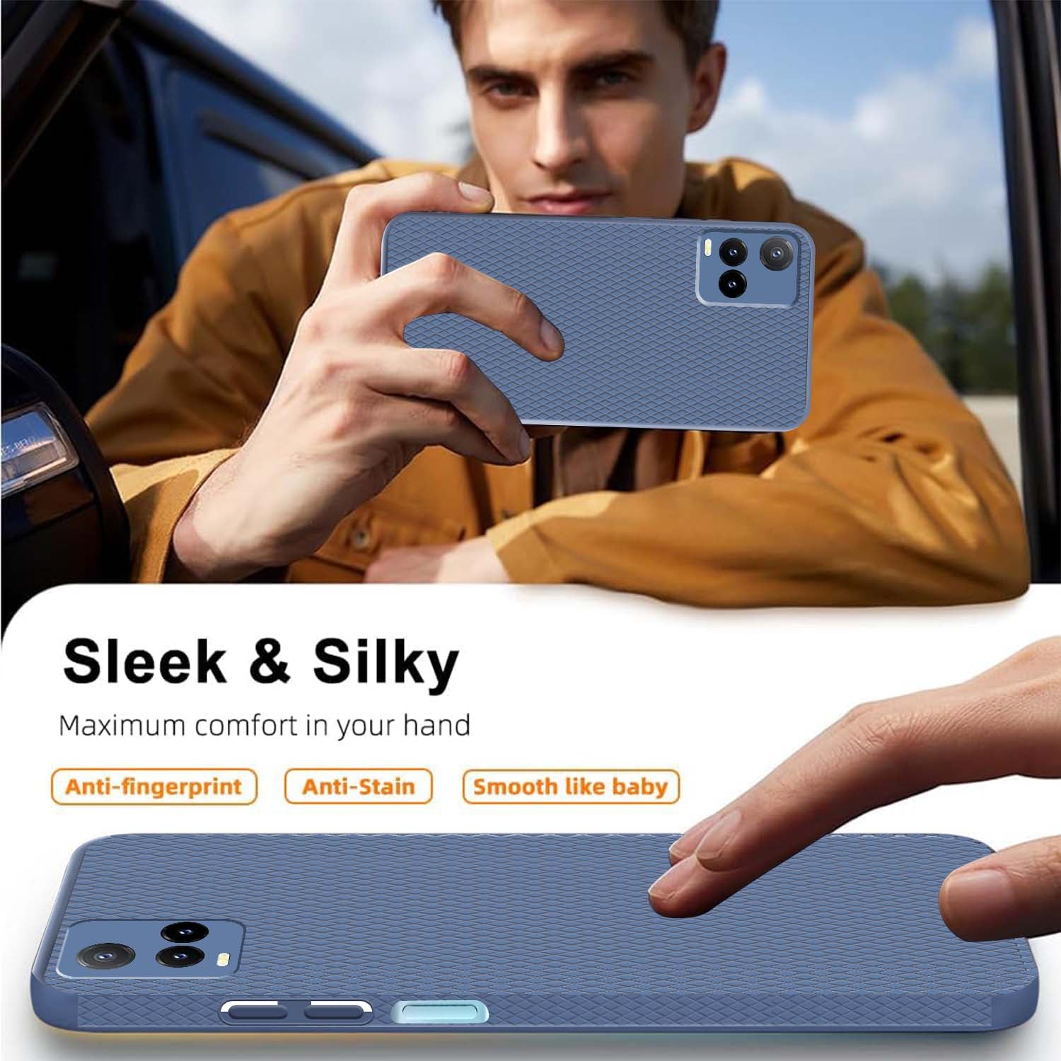 For Vivo T1x 4G  Back Cover Case (Liquid Silicone | Side Grip | Camera Protection)