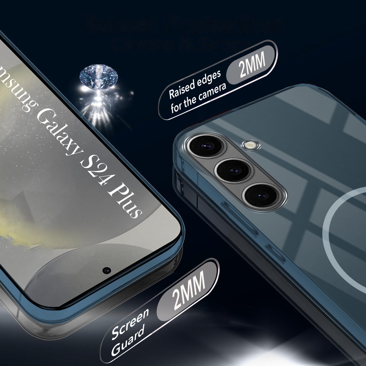 For Samsung Galaxy S24 Plus Back Cover Case Crystal Anti Yellow (MagSafe Wireless Charging Support |Camera Protection Bump)