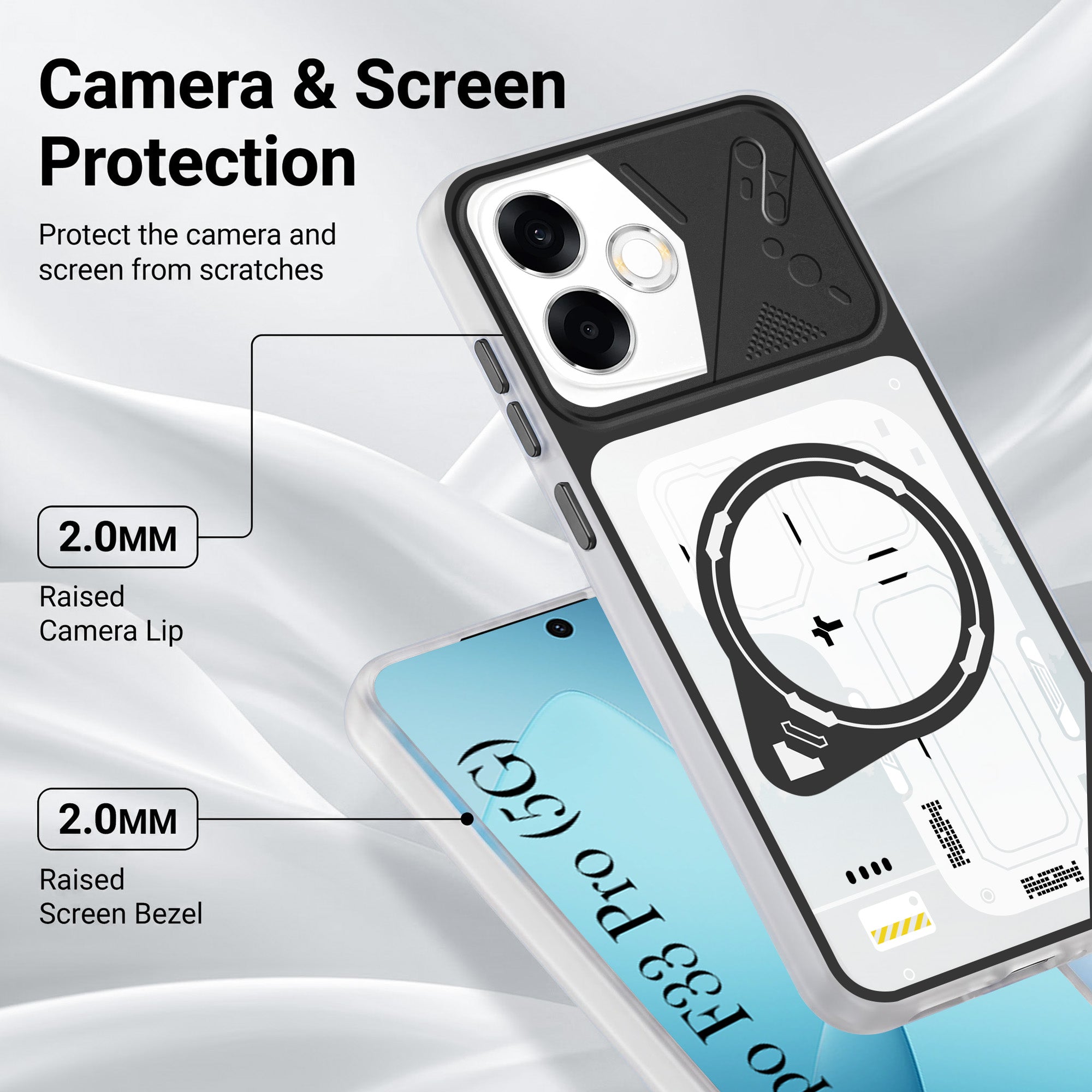For Oppo F33 Pro 5G Metallic Back Cover Case (Metallic Camera Protection & Buttons | Translucent Milky Shade | Hard Polycarbonate)