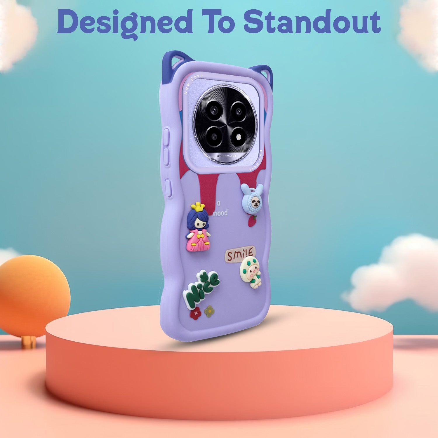 For Realme 13 Pro | Realme 13 Pro Plus 5G Back Case Cover Strap(3D embossed Figures | Strap Holder | 360* Soft Cushion with Camera Bump)