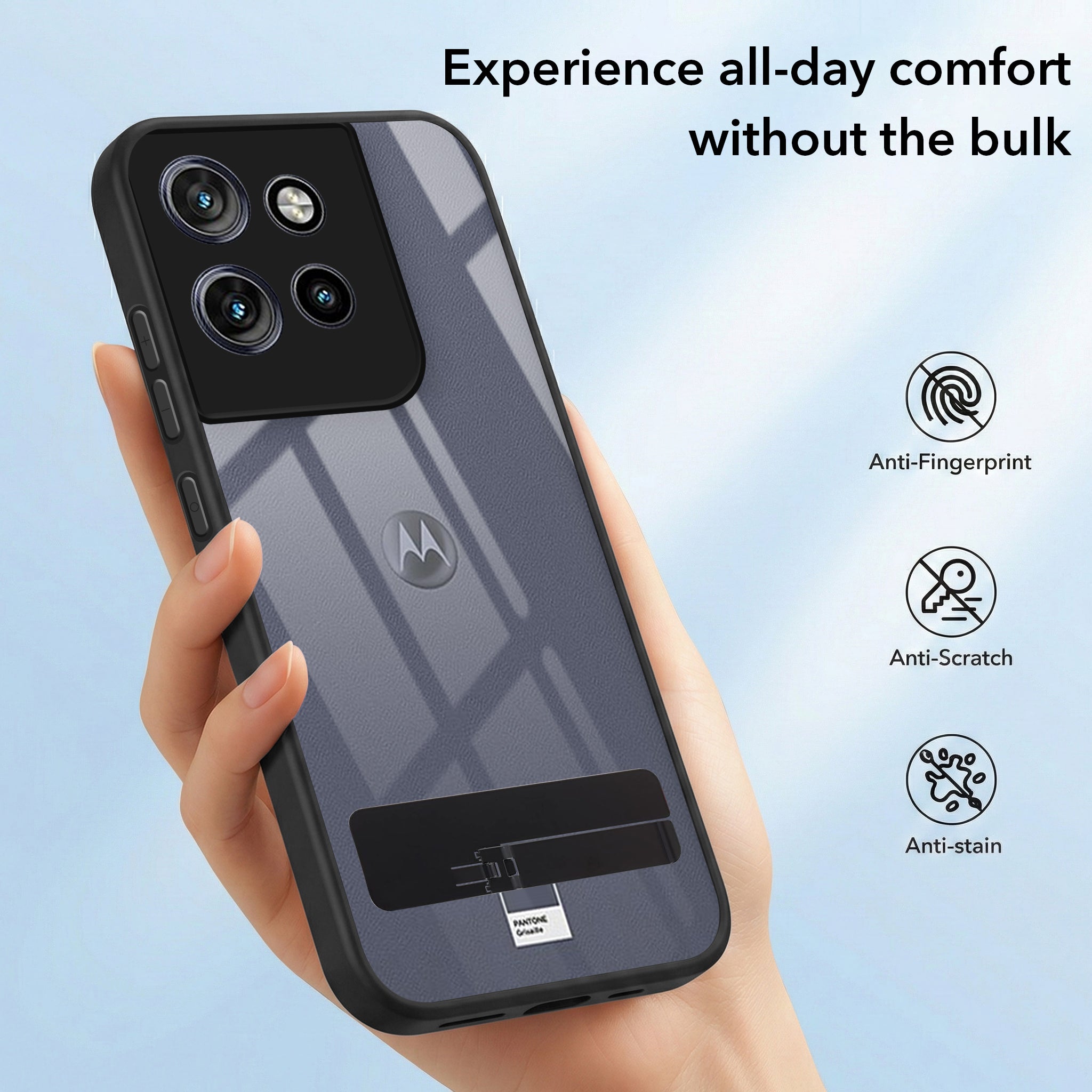 For Motorola Moto Edge 50 Neo Back Cover Case (Built-in Stand | Lifetime Anti Yellow | Kickstand Shockproof | Camera Protection | MagSafe Compatible)
