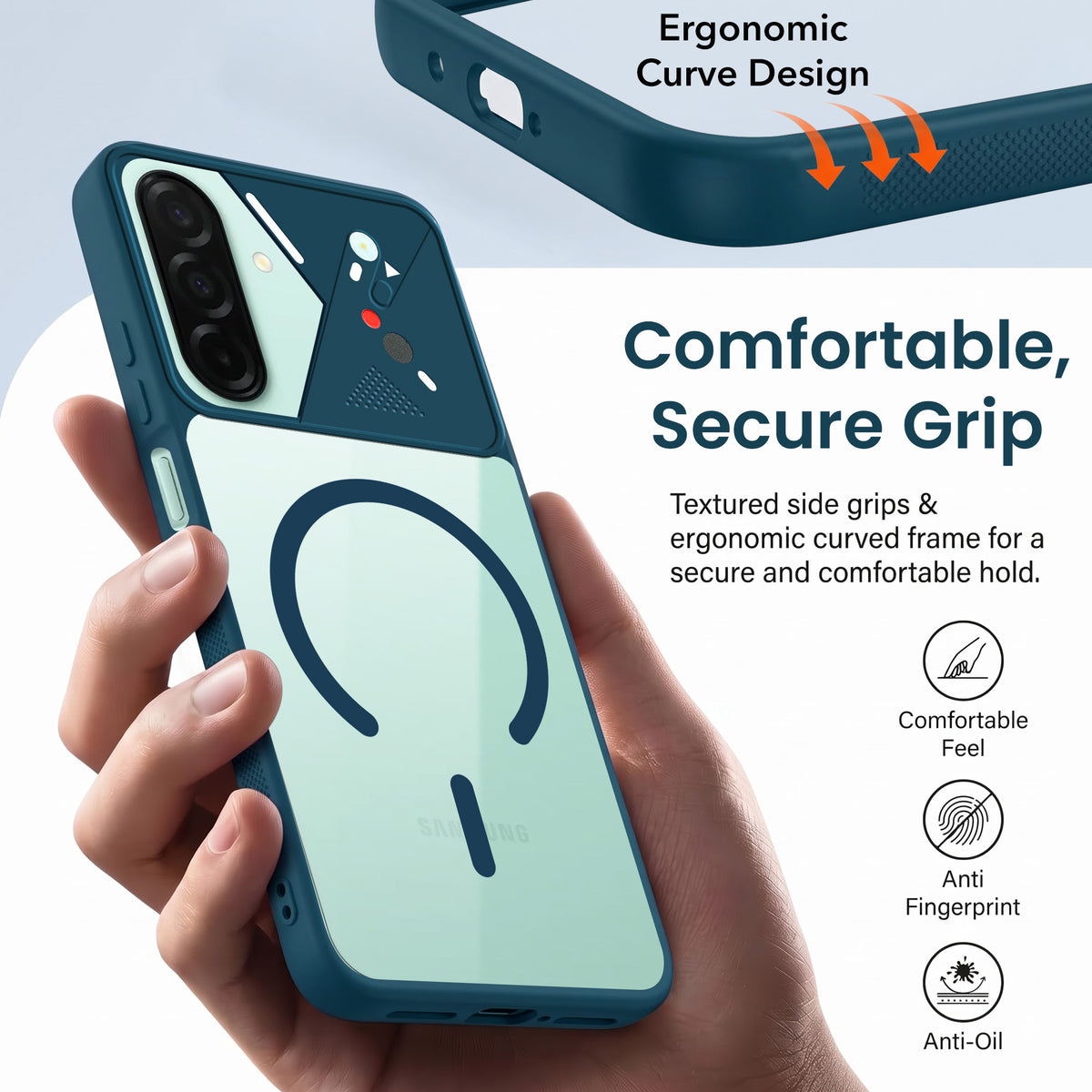 For Samsung Galaxy A26 5G Back Cover Case Lifetime Anti-Yellow Clear (Camera Protection | Side Grip | Wireless MagSafe Compatible)