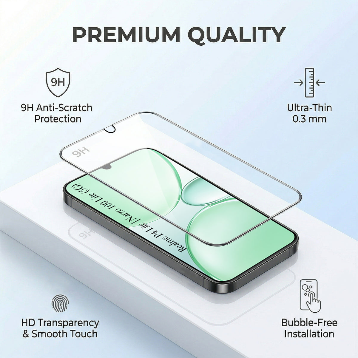 For Realme P4 Lite 5G | Narzo 100 Lite 5G (Combo with Back Cover and 9H Tempered Glass (Lifetime Anti-Yellow | Crystal Clear Shockproof | Oleophobic Coating Screen Glass)