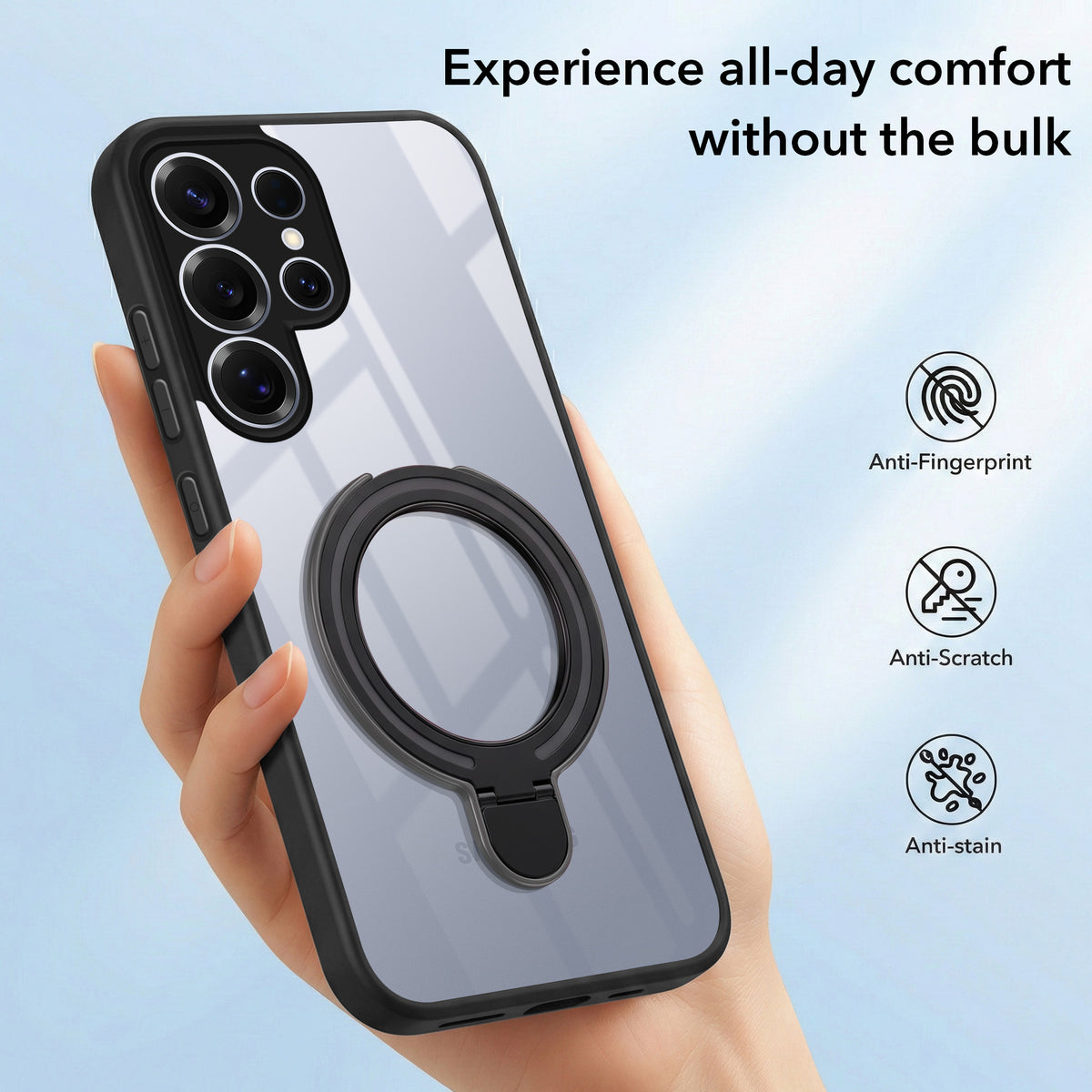 For Samsung Galaxy S25 Ultra Back Cover Case (Kick Stand Ring Holder | Life time Anti Yellow | Camera Protection)