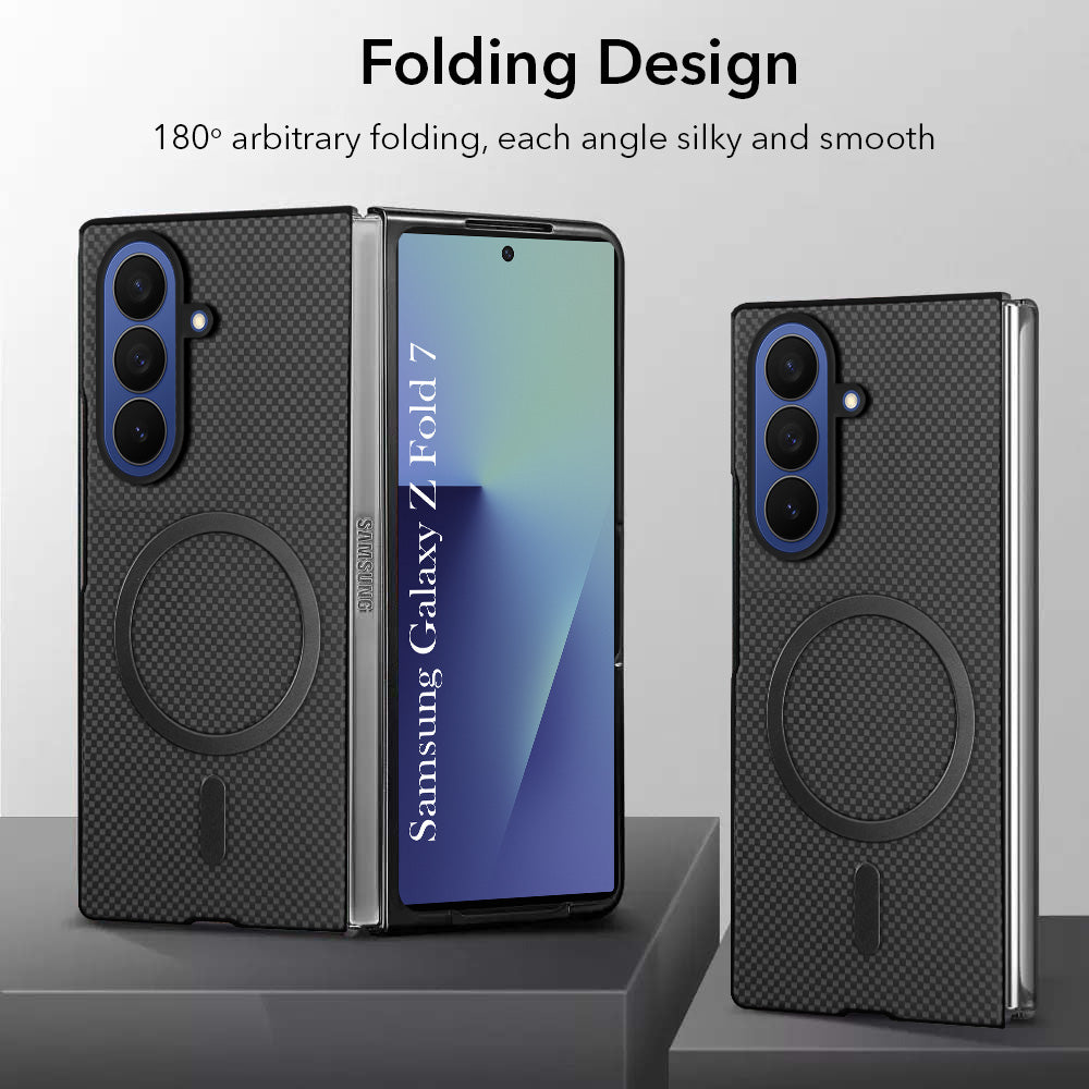 For Samsung Galaxy Z Fold 7 Back Cover Case (MagSafe Wireless Charging Compatible | Hexa Leather Finish | Inside Microfiber Cloth)