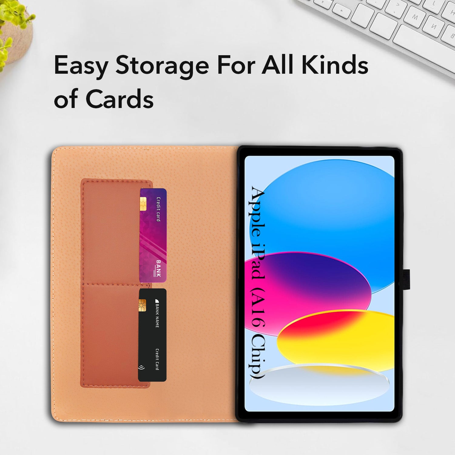 For Apple iPad A16 11 Inch Flip Cover Folio Cover (PU Leather | Multi-Angle Smart Stand | Card Storage Slots | Silicone Back Pouch)