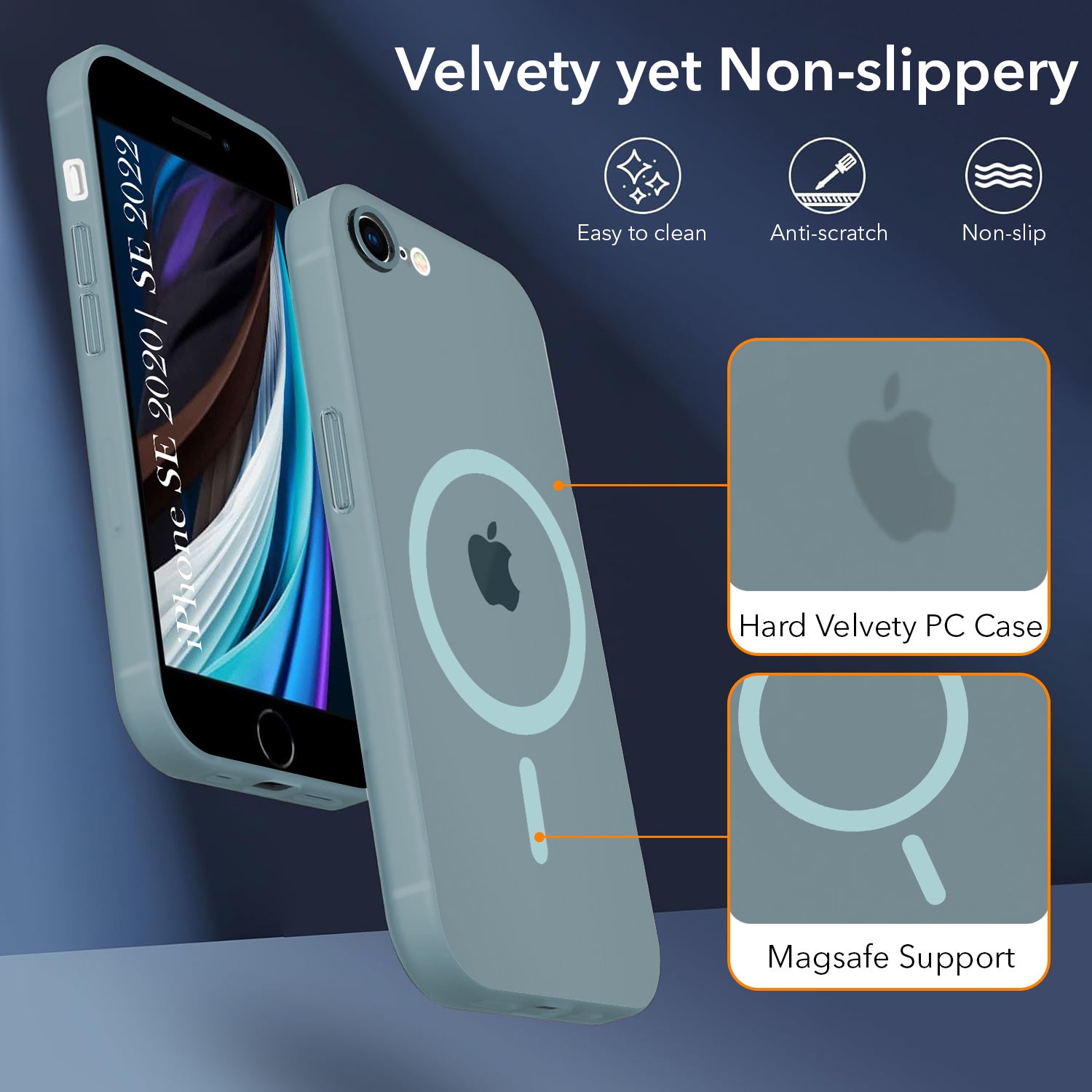 For iPhone SE 2020 | SE 2022 Back Cover Case (Frosted Matte Feel | MagSafe Compatible Wireless Charging | Polycarbonate Material)