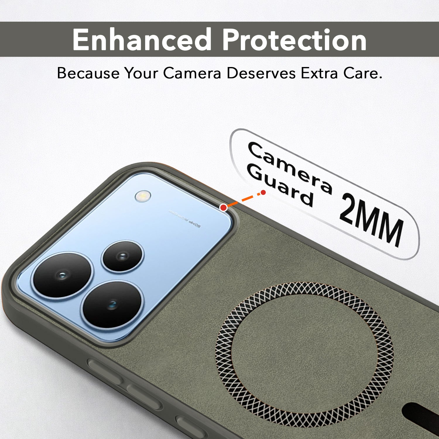For Realme P4 Back Cover Case Leather Finish (MagSafe Compatible Wireless Charging | Soft Touch | Camera Bump Protection)