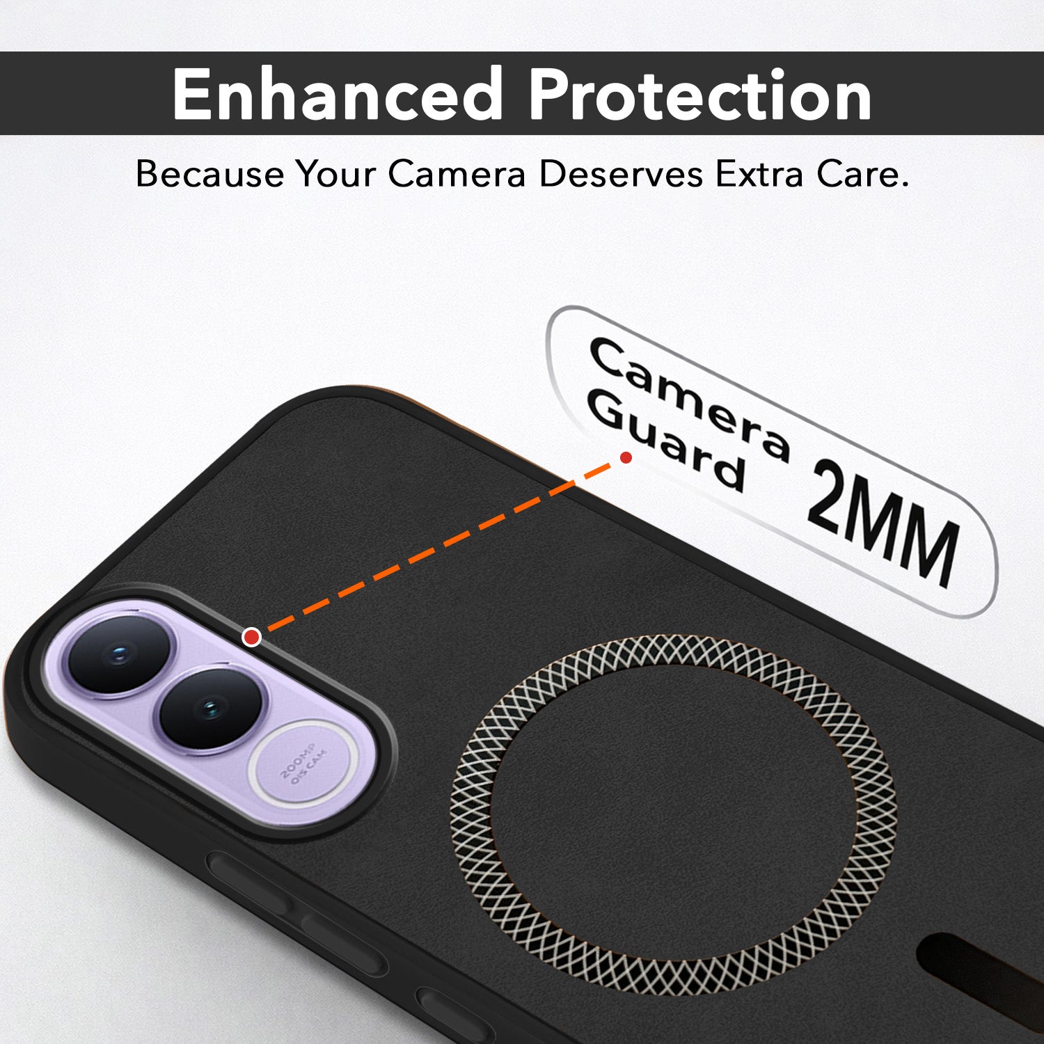 For Vivo V70 FE 5G Back Cover Case Leather Finish (MagSafe Compatible Wireless Charging | Soft Touch | Camera Bump Protection)