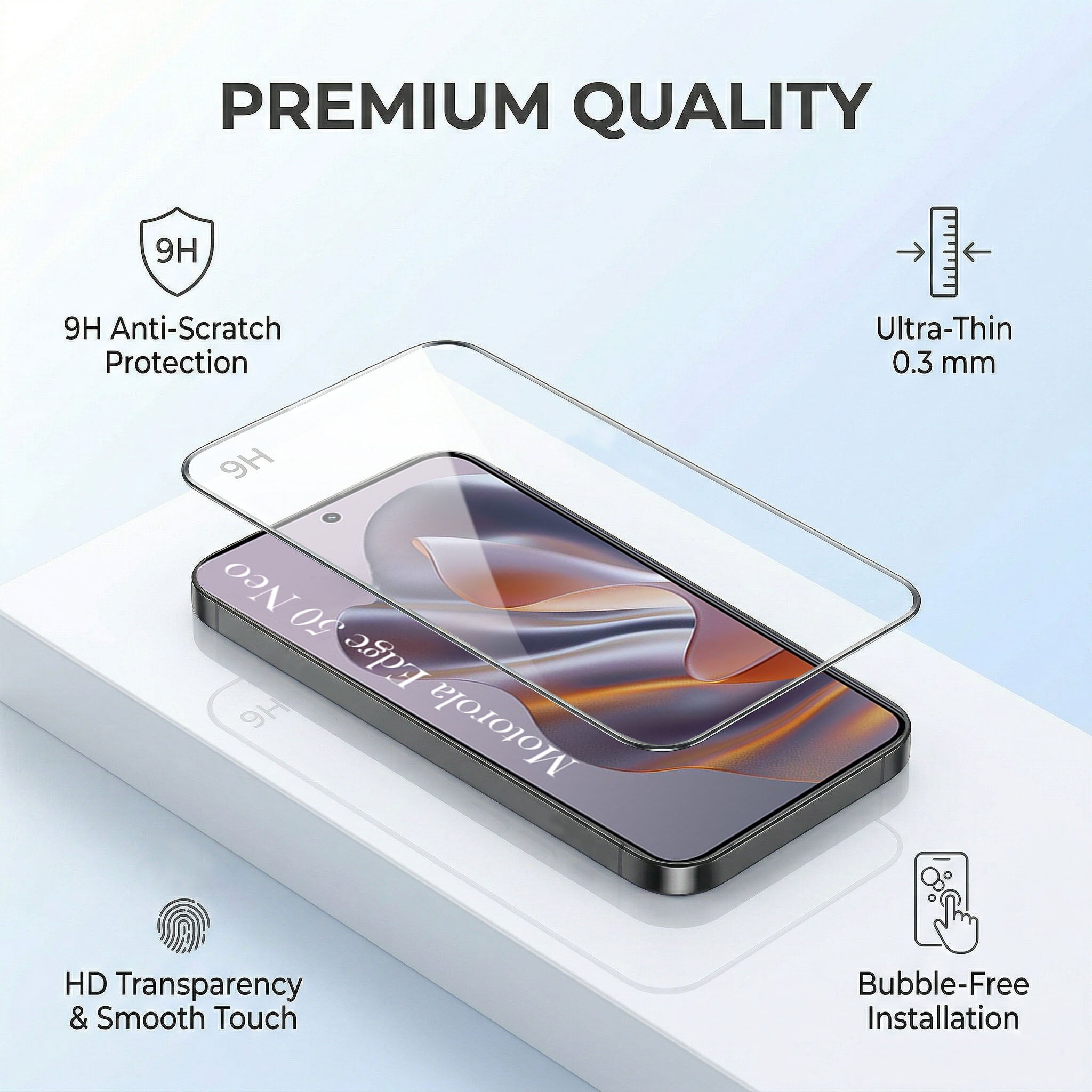 For Motorola Moto Edge 50 Neo Combo with Back Cover and 9H Tempered Glass (Lifetime Anti-Yellow | Crystal Clear Shockproof | Oleophobic Coating Screen Glass)