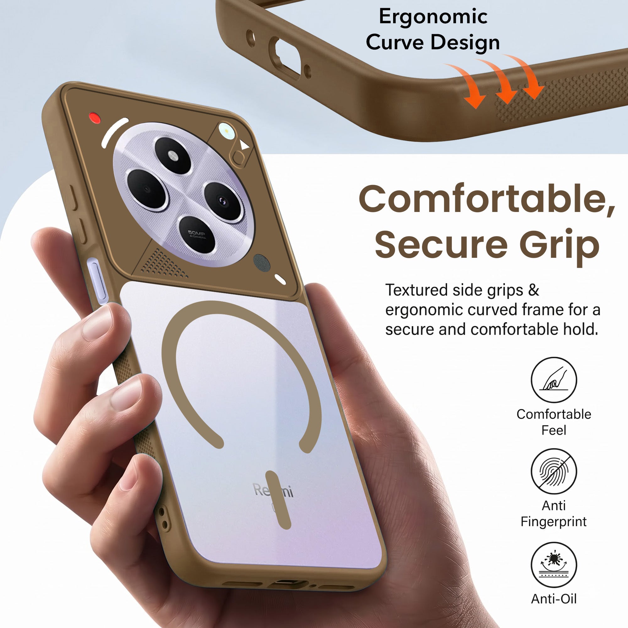 For Redmi A4 5G | Xiaomi Redmi 14C Back Cover Case Lifetime Anti-Yellow Clear (Camera Protection | Side Grip | Wireless MagSafe Compatible)